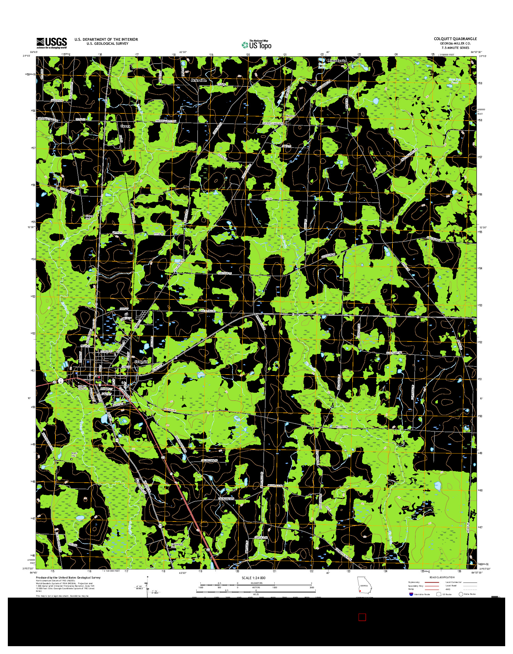 USGS US TOPO 7.5-MINUTE MAP FOR COLQUITT, GA 2017