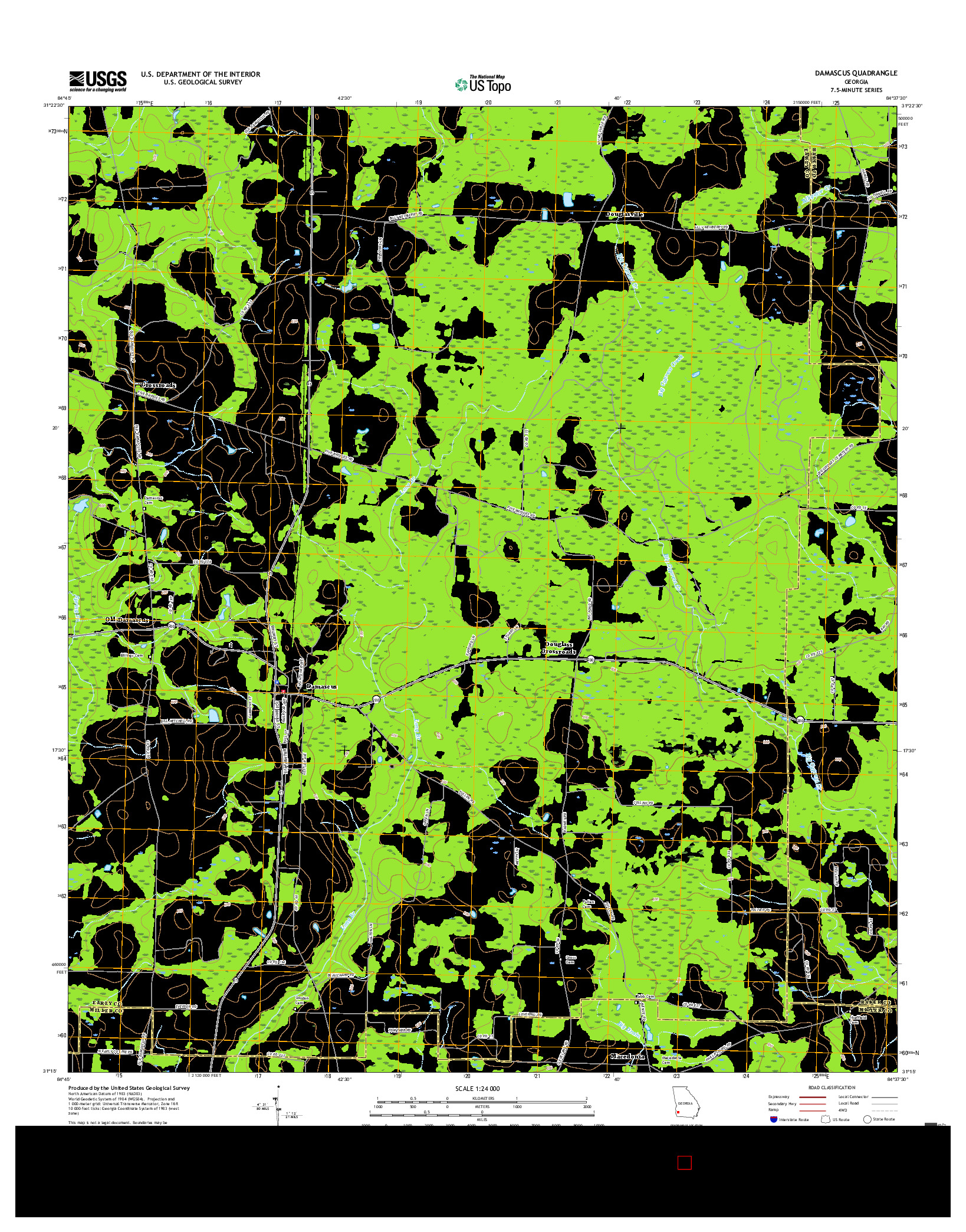 USGS US TOPO 7.5-MINUTE MAP FOR DAMASCUS, GA 2017