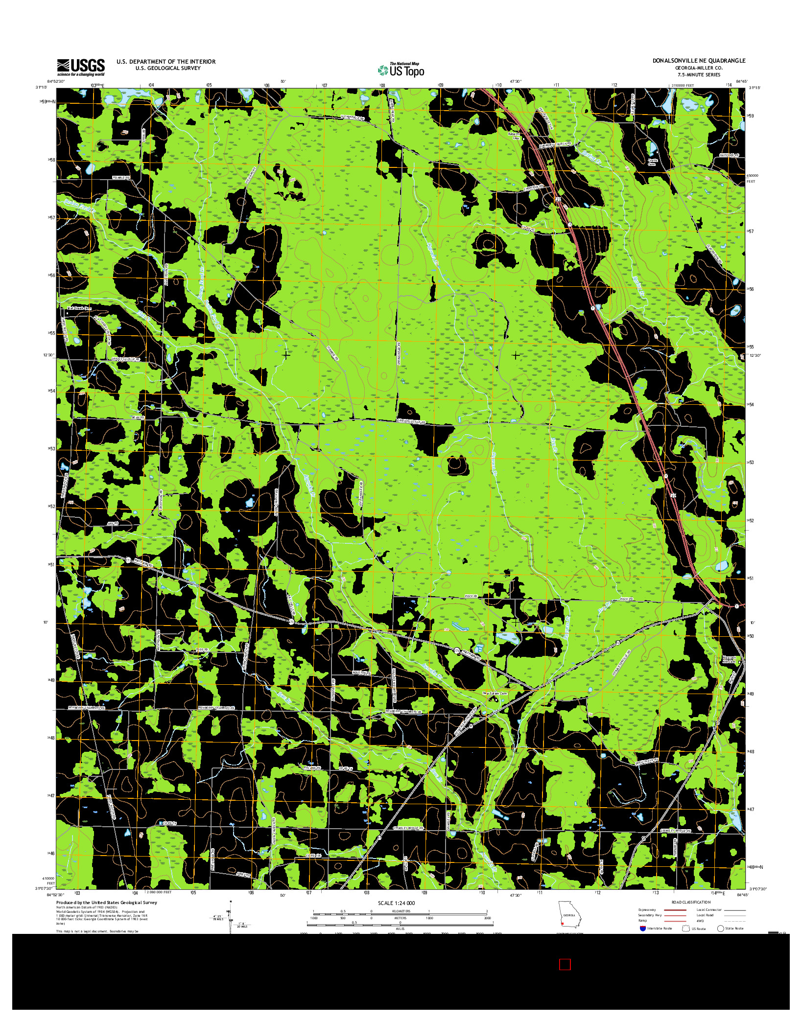 USGS US TOPO 7.5-MINUTE MAP FOR DONALSONVILLE NE, GA 2017