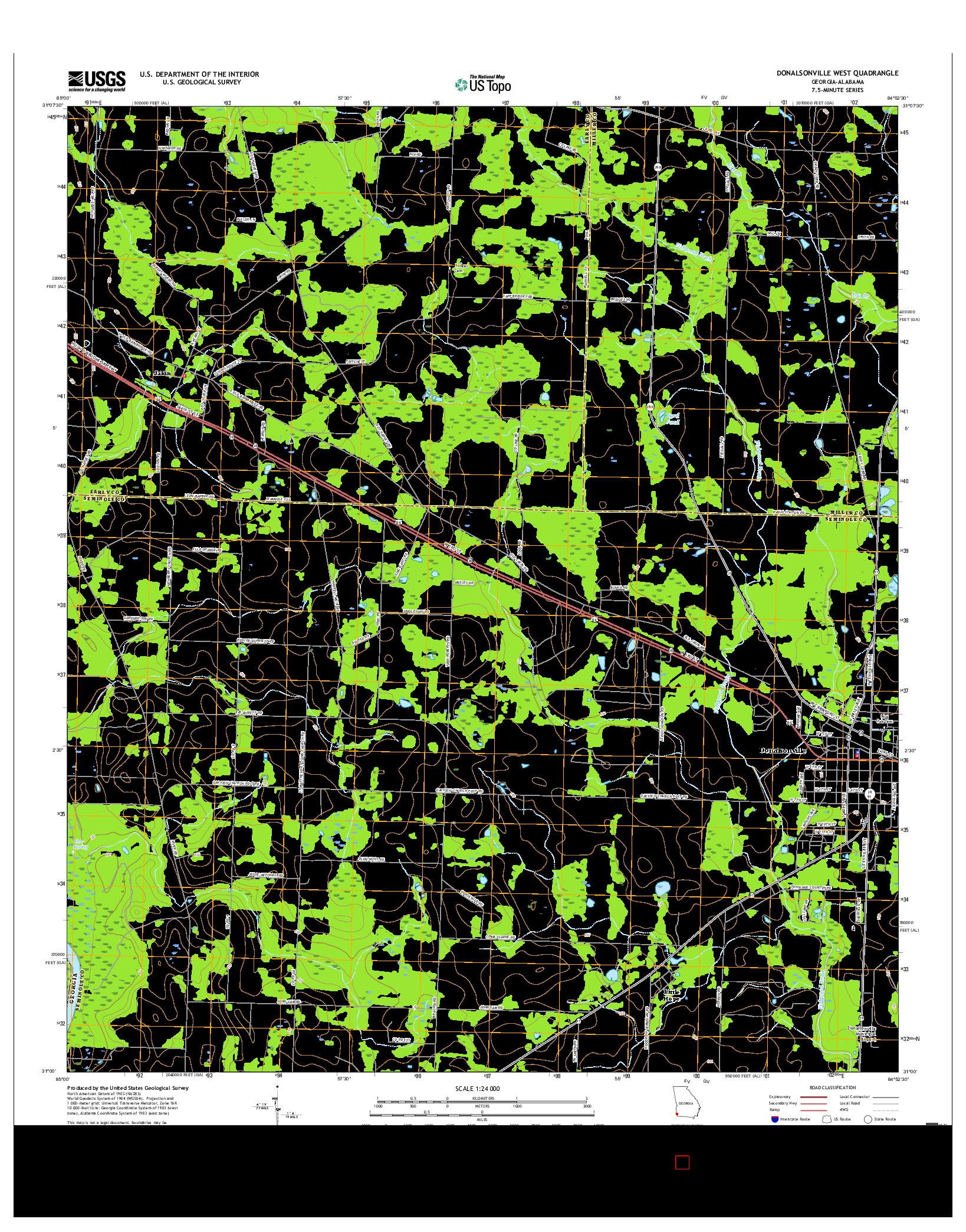 USGS US TOPO 7.5-MINUTE MAP FOR DONALSONVILLE WEST, GA-AL 2017