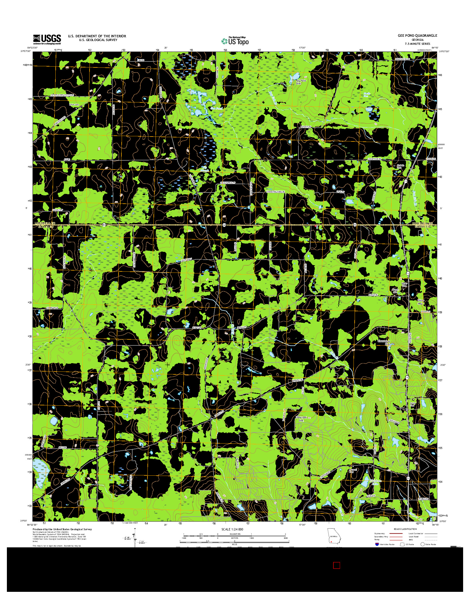 USGS US TOPO 7.5-MINUTE MAP FOR GEE POND, GA 2017