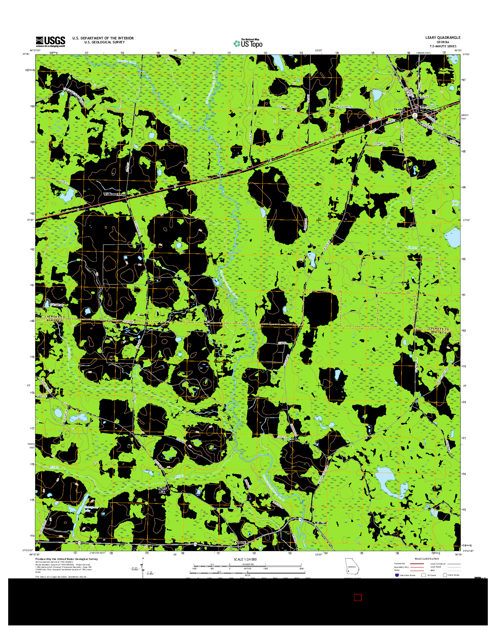 USGS US TOPO 7.5-MINUTE MAP FOR LEARY, GA 2017