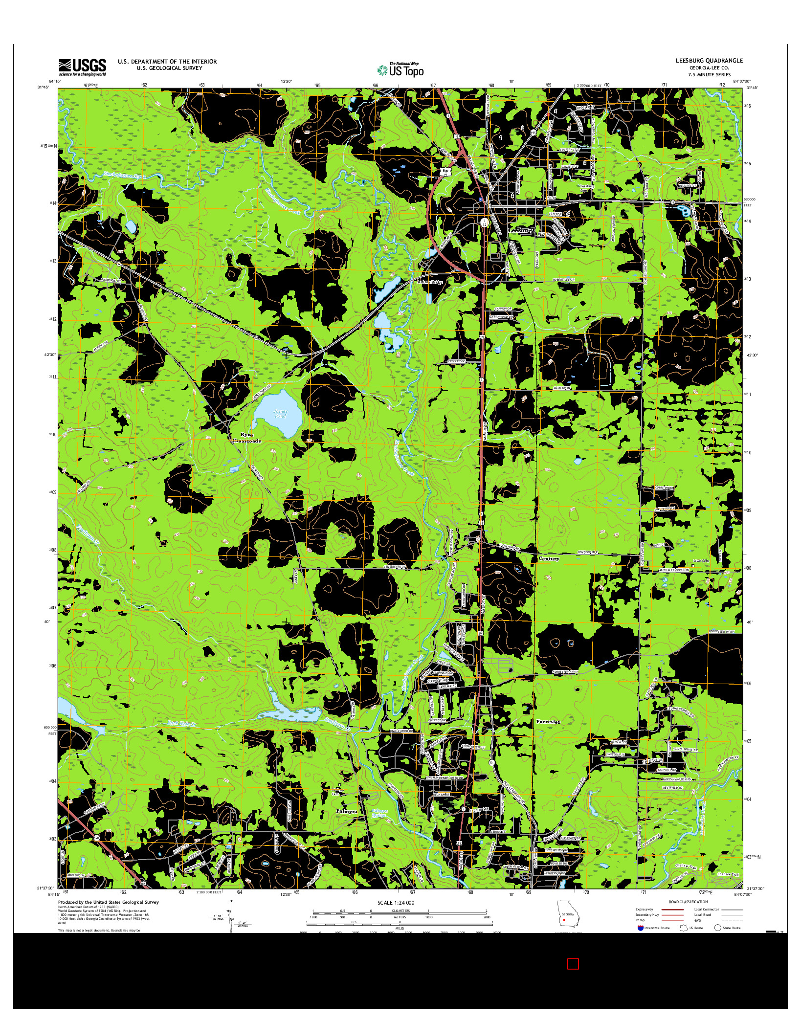 USGS US TOPO 7.5-MINUTE MAP FOR LEESBURG, GA 2017