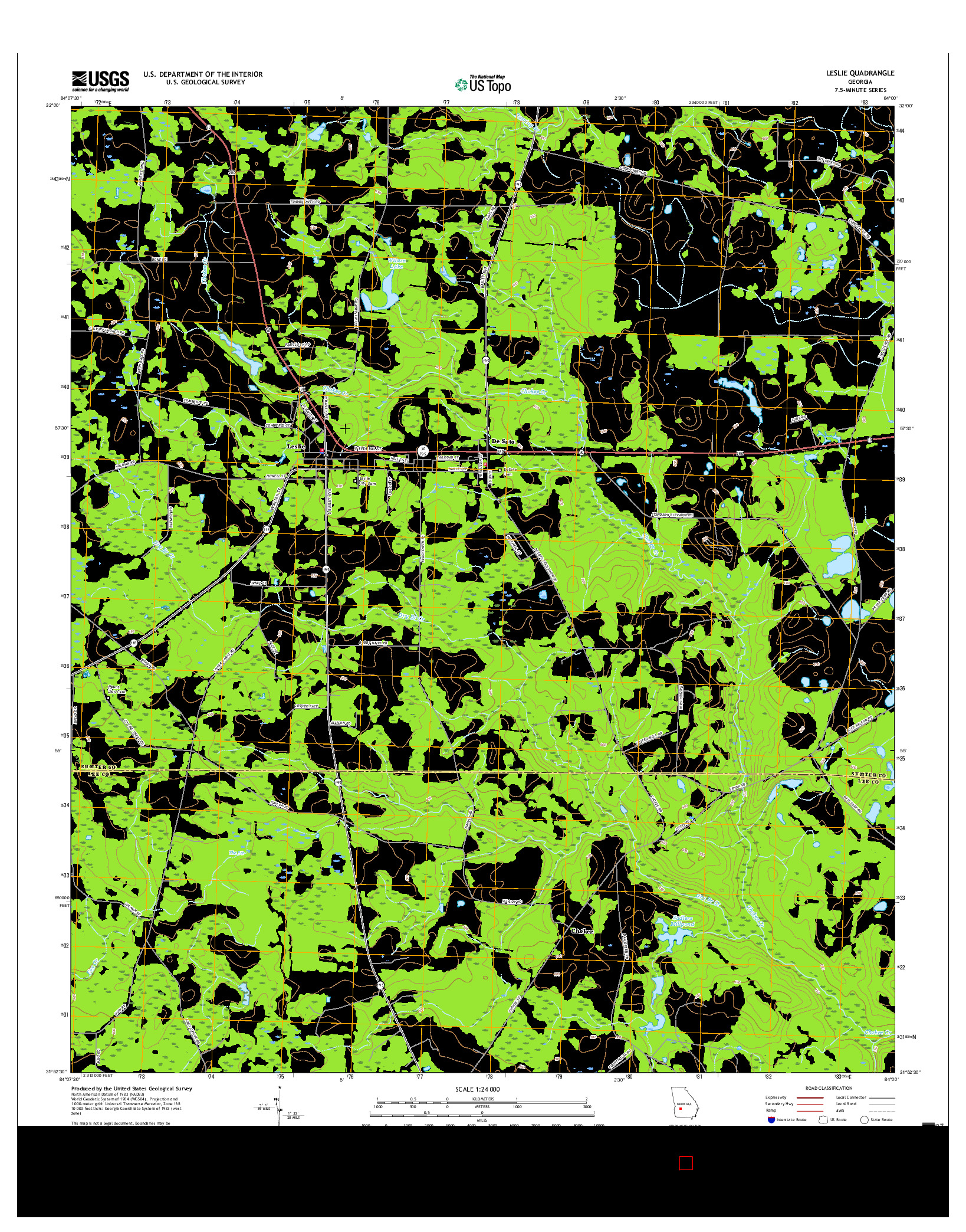 USGS US TOPO 7.5-MINUTE MAP FOR LESLIE, GA 2017