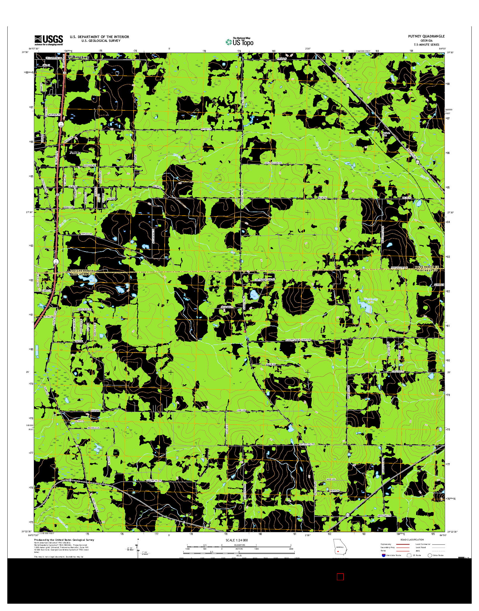 USGS US TOPO 7.5-MINUTE MAP FOR PUTNEY, GA 2017