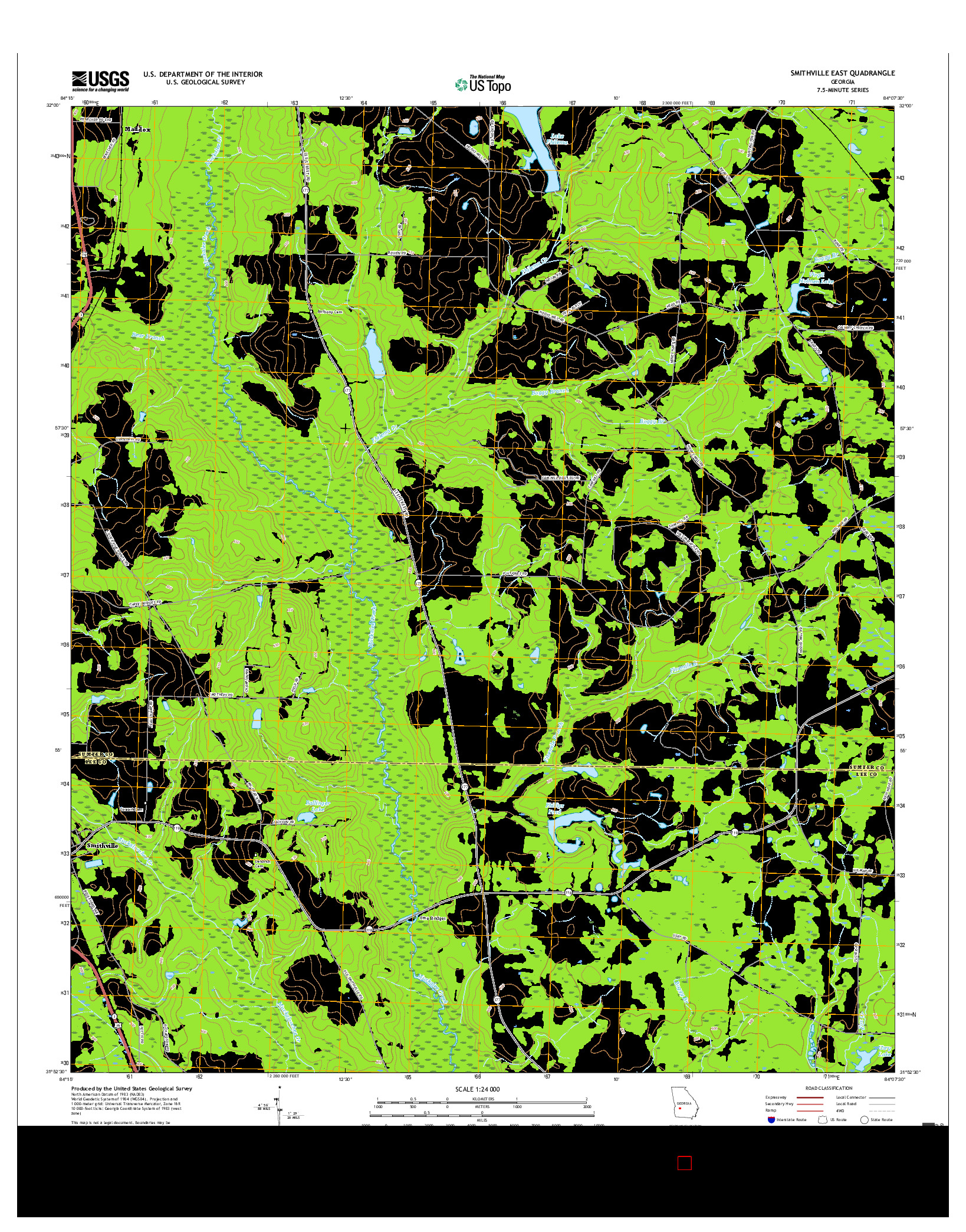 USGS US TOPO 7.5-MINUTE MAP FOR SMITHVILLE EAST, GA 2017