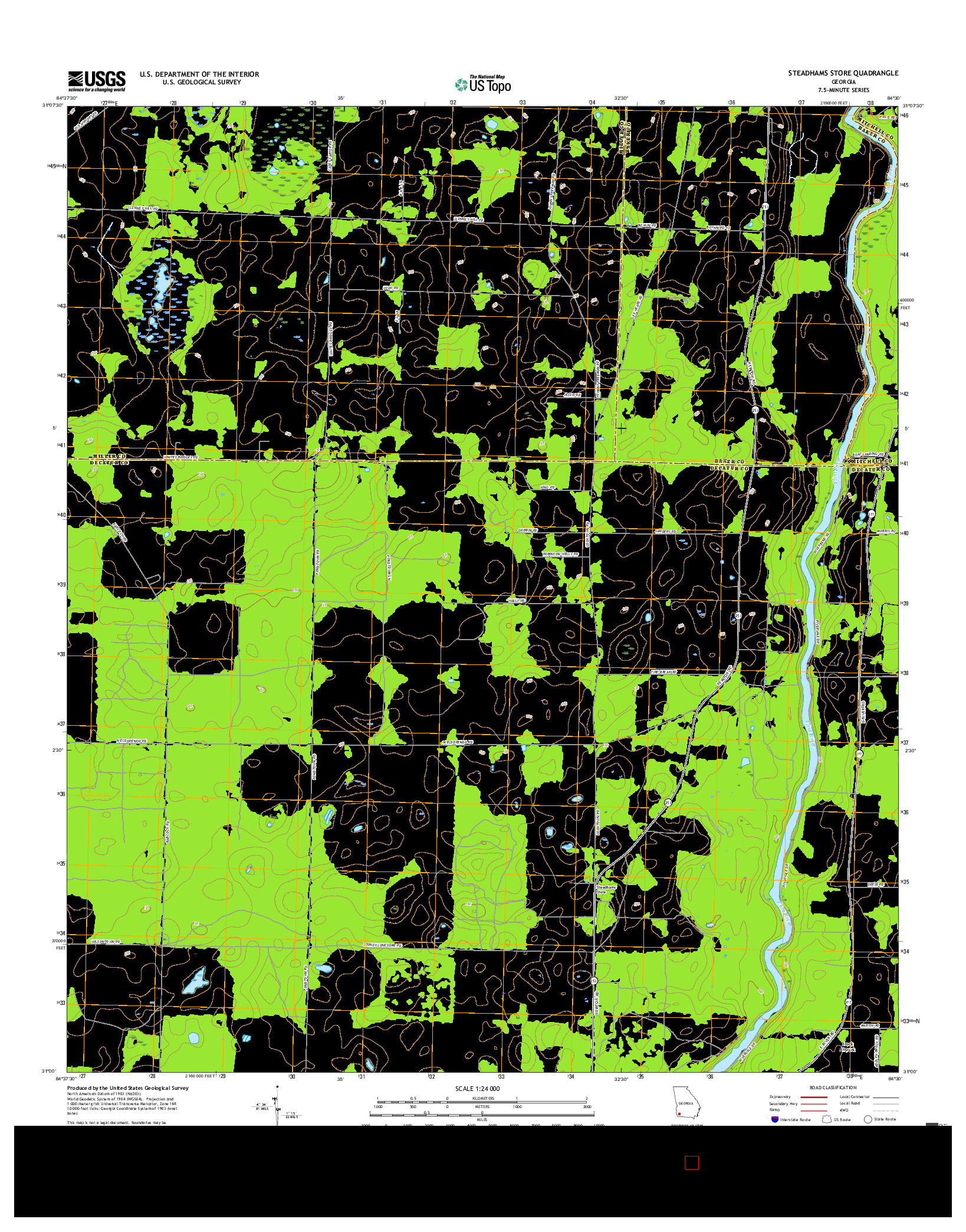 USGS US TOPO 7.5-MINUTE MAP FOR STEADHAMS STORE, GA 2017