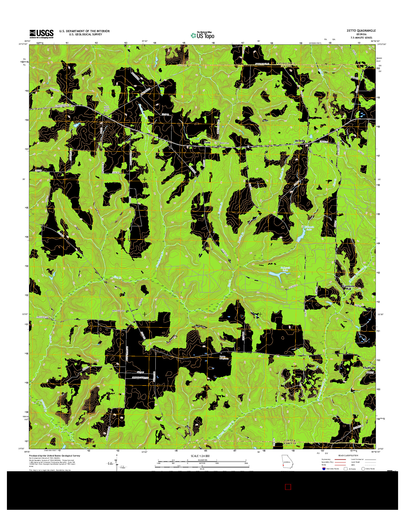 USGS US TOPO 7.5-MINUTE MAP FOR ZETTO, GA 2017