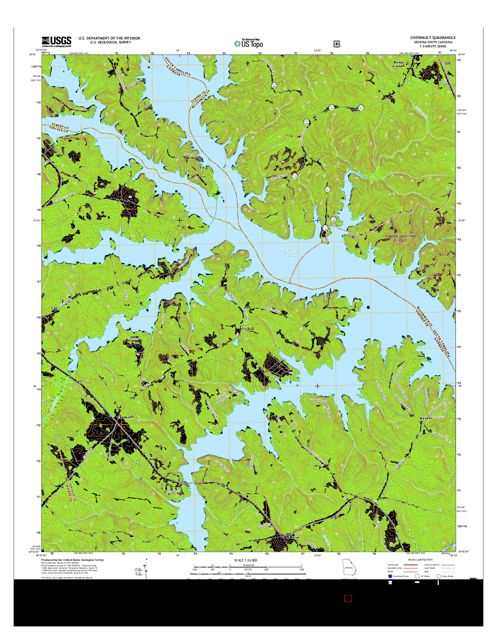 USGS US TOPO 7.5-MINUTE MAP FOR CHENNAULT, GA-SC 2017