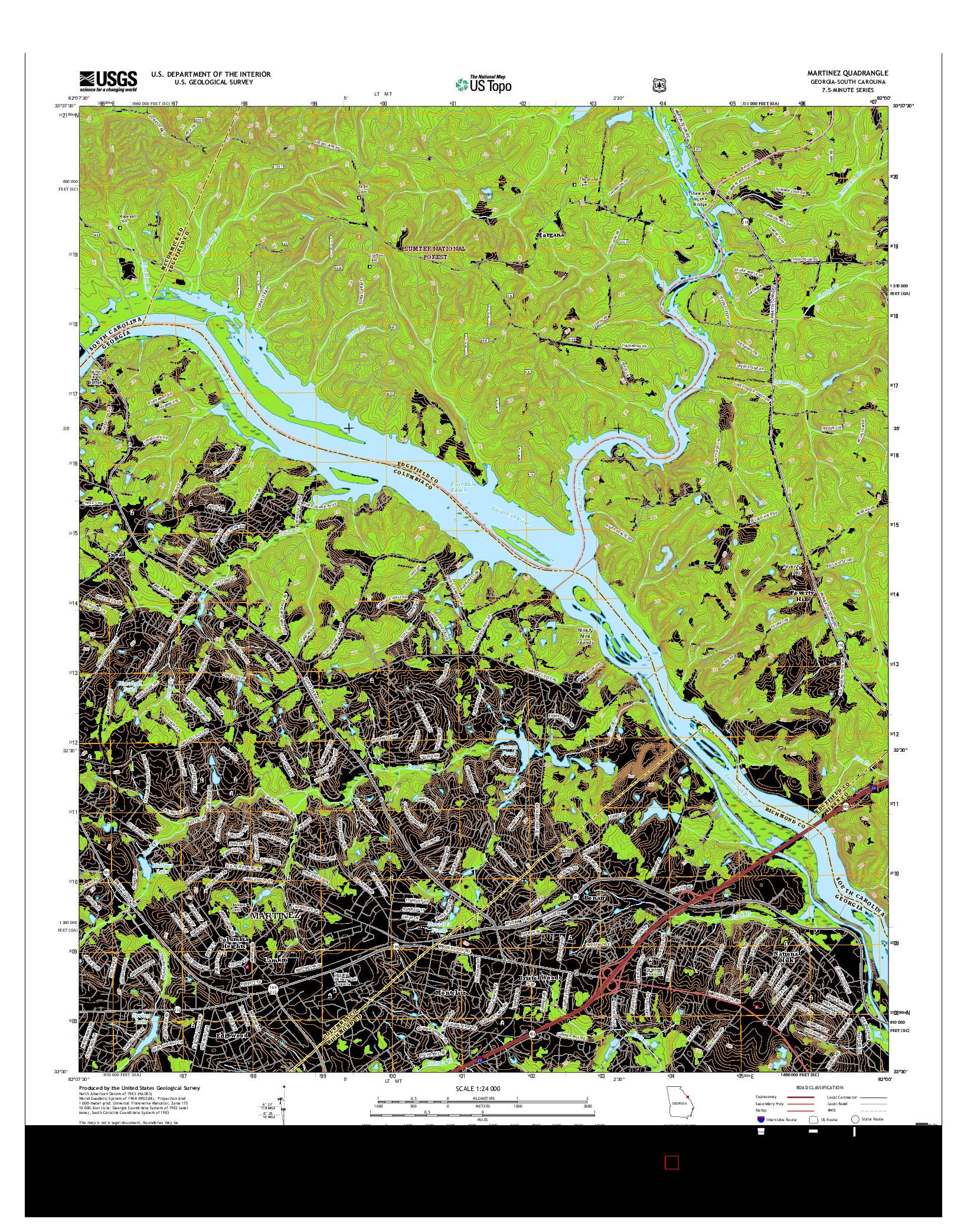 USGS US TOPO 7.5-MINUTE MAP FOR MARTINEZ, GA-SC 2017