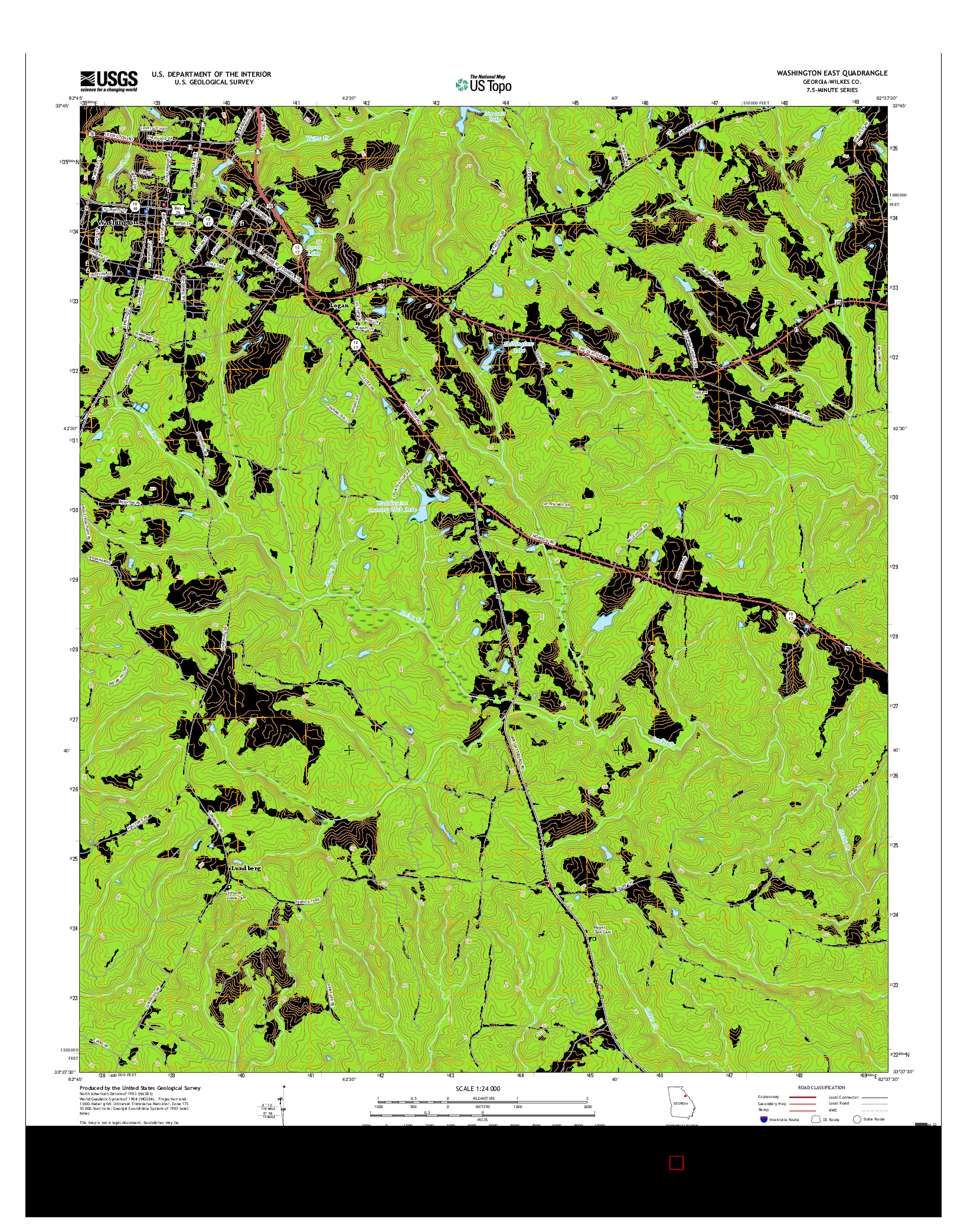 USGS US TOPO 7.5-MINUTE MAP FOR WASHINGTON EAST, GA 2017