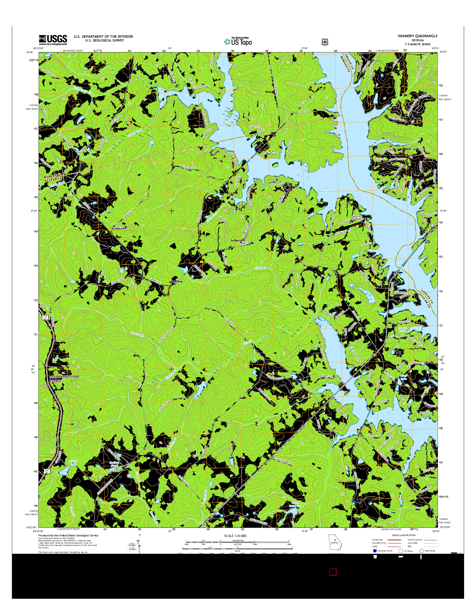 USGS US TOPO 7.5-MINUTE MAP FOR HARMONY, GA 2017
