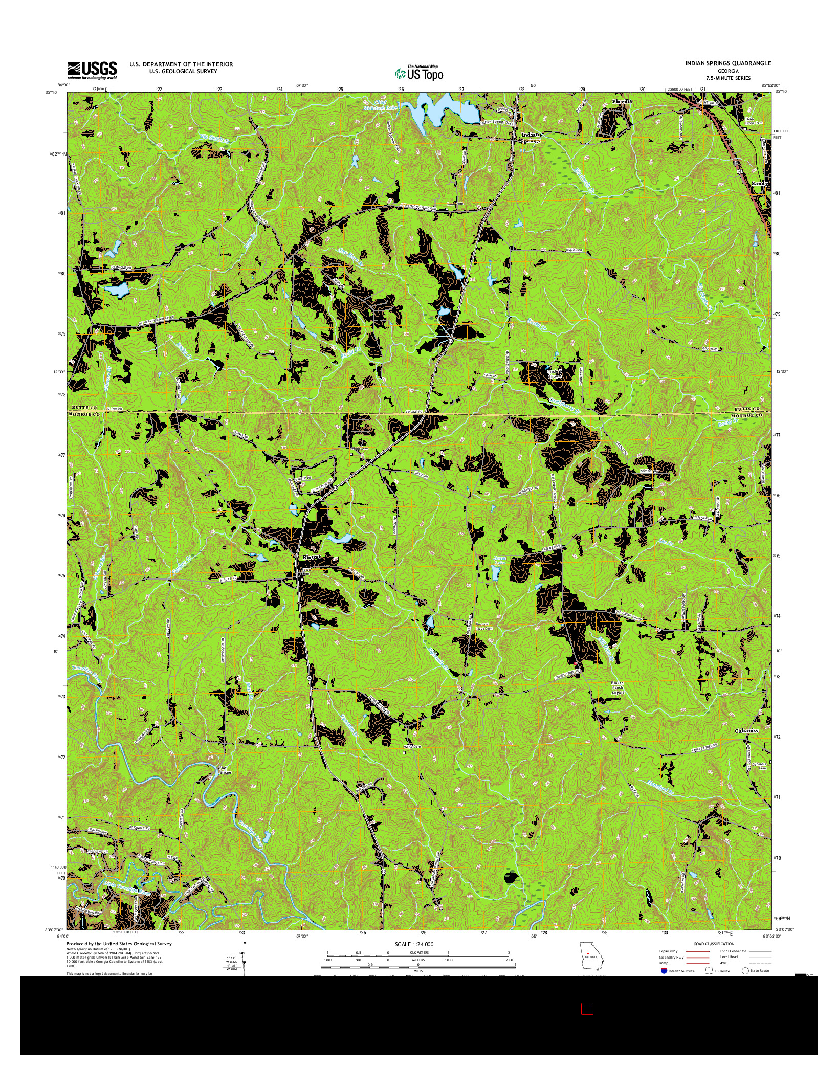 USGS US TOPO 7.5-MINUTE MAP FOR INDIAN SPRINGS, GA 2017