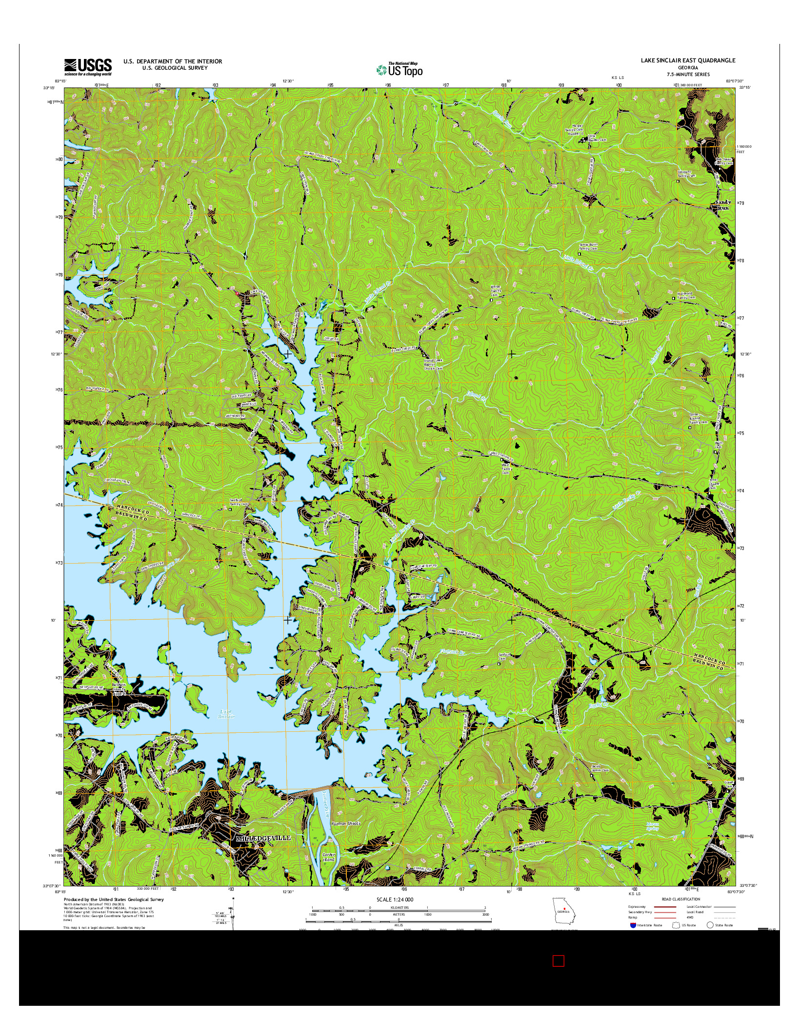 USGS US TOPO 7.5-MINUTE MAP FOR LAKE SINCLAIR EAST, GA 2017