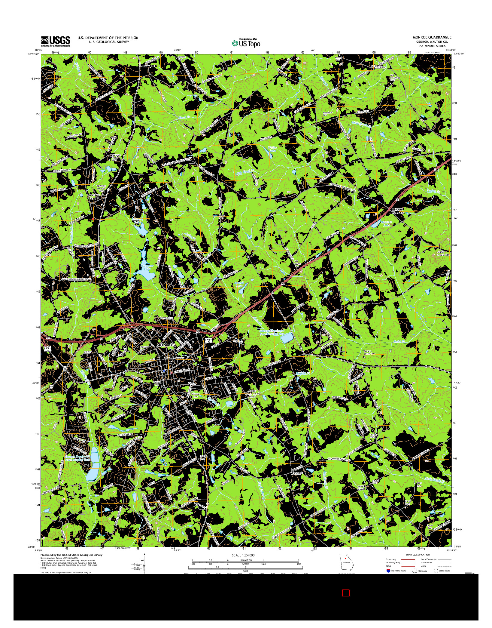 USGS US TOPO 7.5-MINUTE MAP FOR MONROE, GA 2017