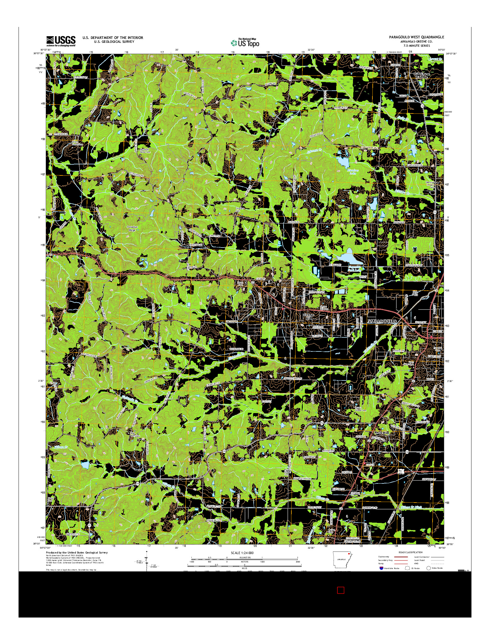 USGS US TOPO 7.5-MINUTE MAP FOR PARAGOULD WEST, AR 2017