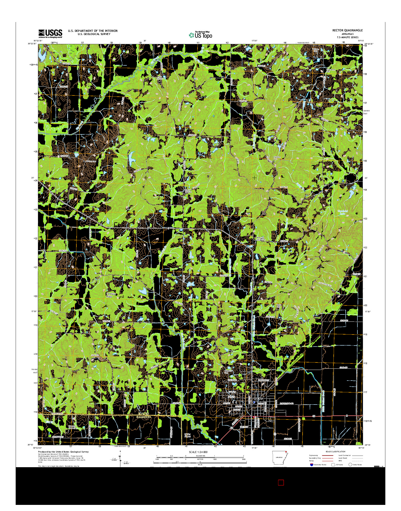 USGS US TOPO 7.5-MINUTE MAP FOR RECTOR, AR 2017