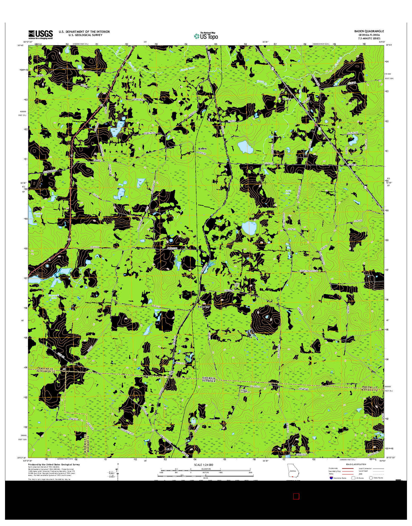 USGS US TOPO 7.5-MINUTE MAP FOR BADEN, GA-FL 2017
