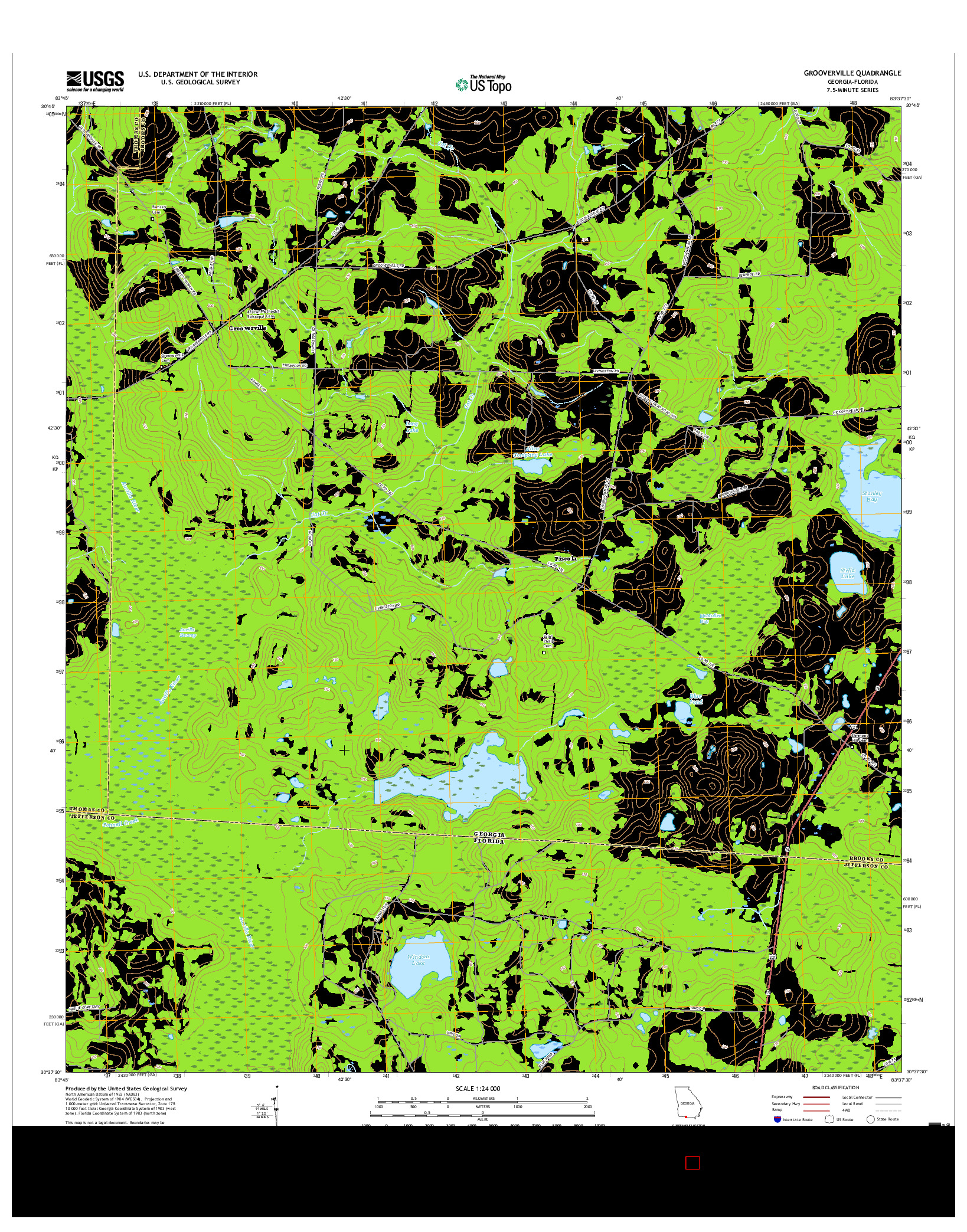 USGS US TOPO 7.5-MINUTE MAP FOR GROOVERVILLE, GA-FL 2017