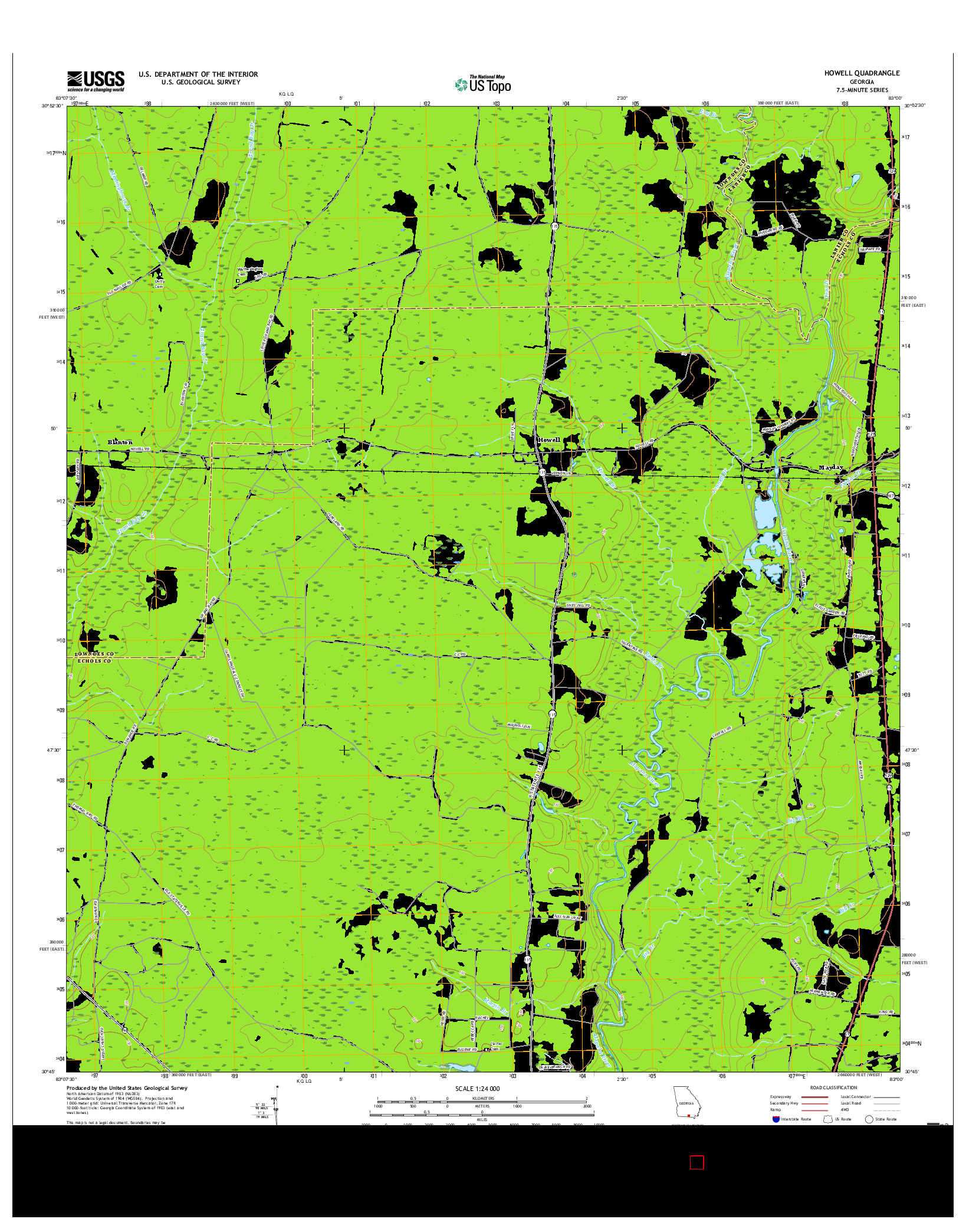USGS US TOPO 7.5-MINUTE MAP FOR HOWELL, GA 2017