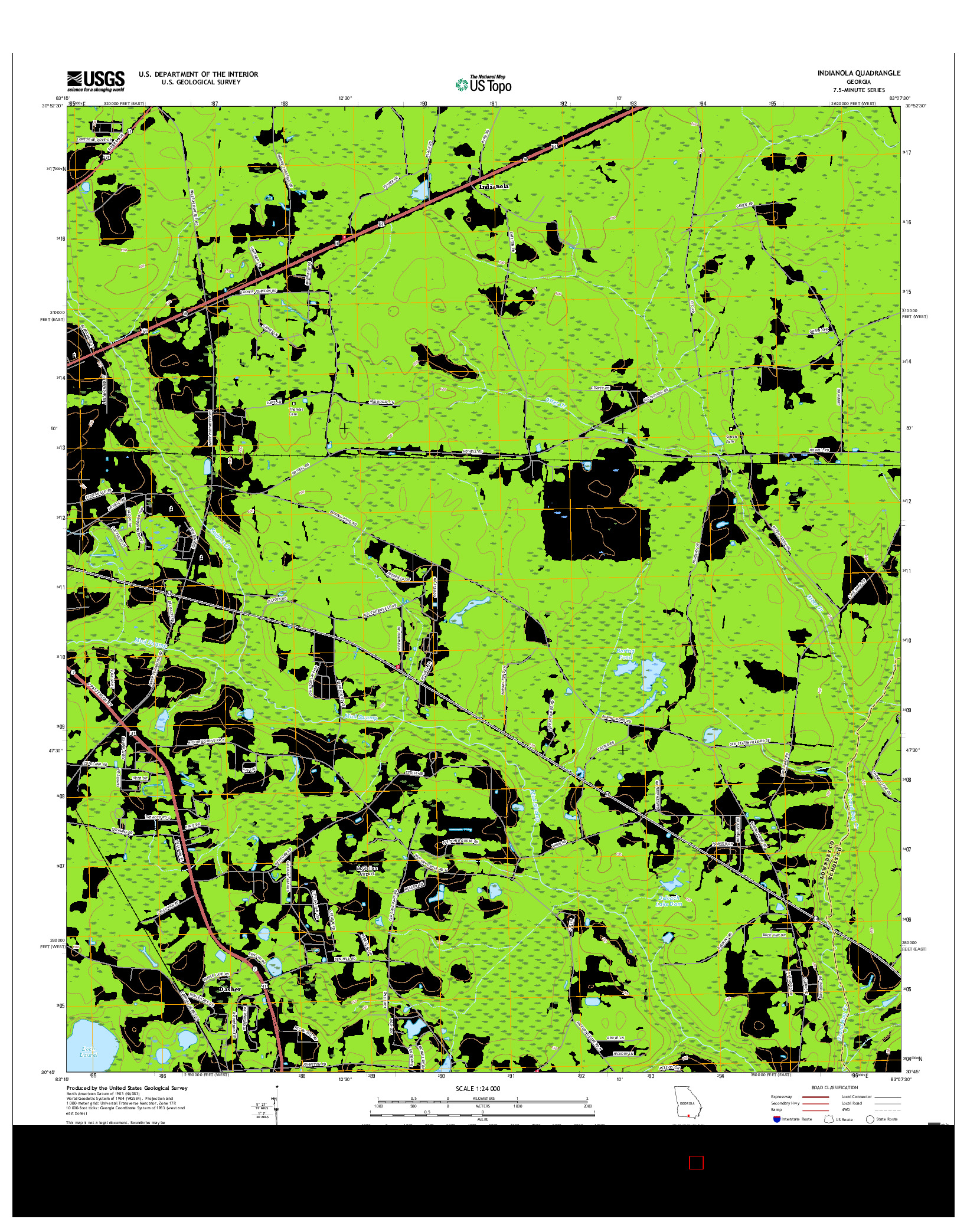 USGS US TOPO 7.5-MINUTE MAP FOR INDIANOLA, GA 2017