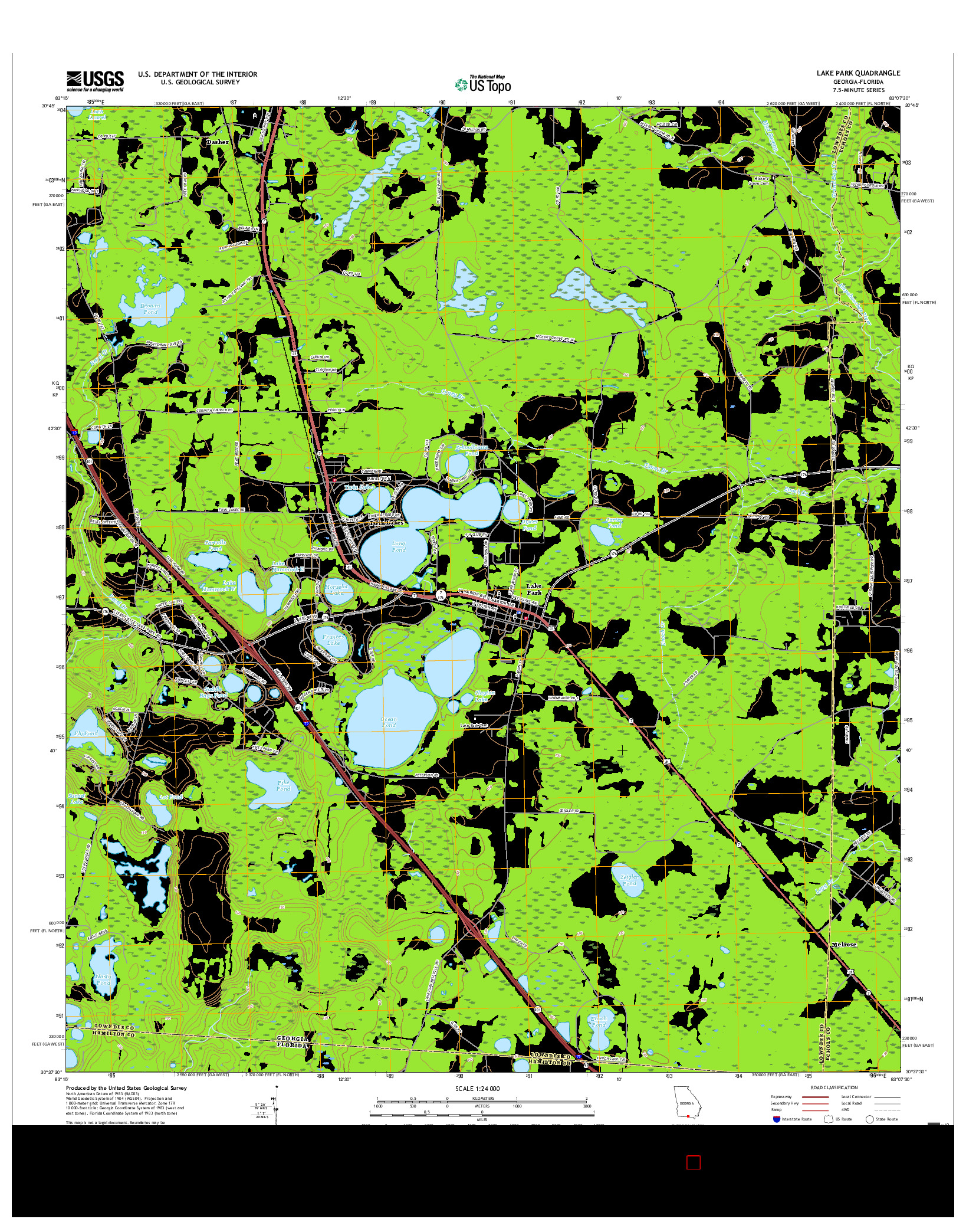 USGS US TOPO 7.5-MINUTE MAP FOR LAKE PARK, GA-FL 2017