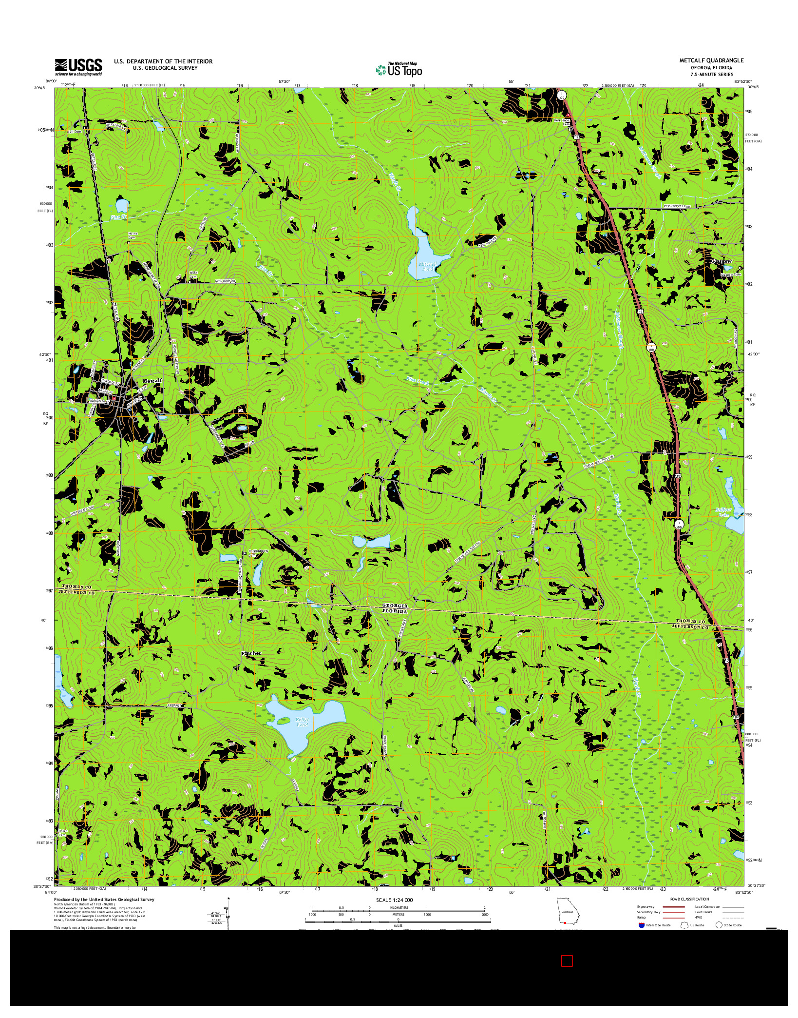 USGS US TOPO 7.5-MINUTE MAP FOR METCALF, GA-FL 2017