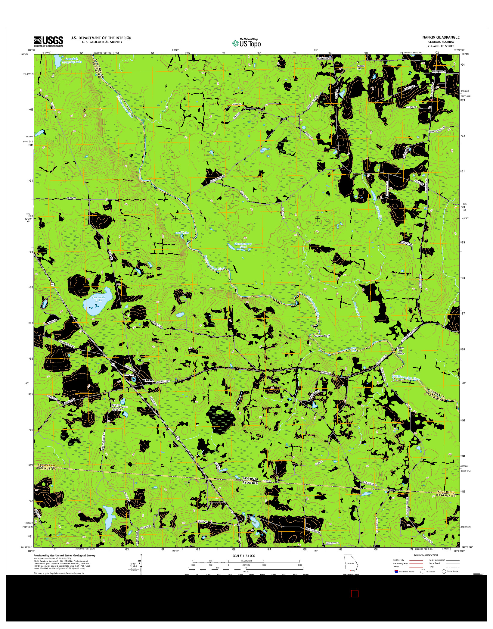 USGS US TOPO 7.5-MINUTE MAP FOR NANKIN, GA-FL 2017