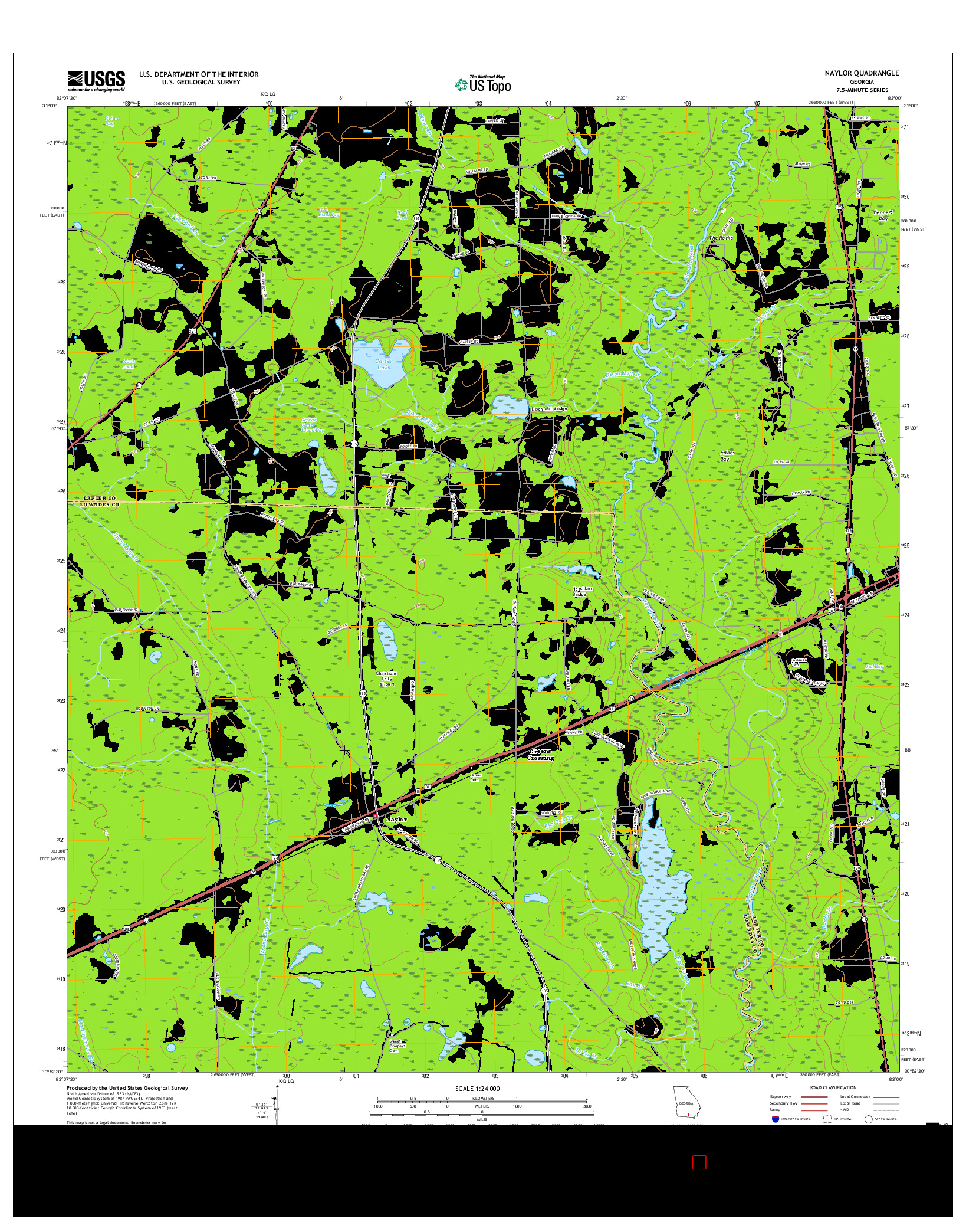 USGS US TOPO 7.5-MINUTE MAP FOR NAYLOR, GA 2017