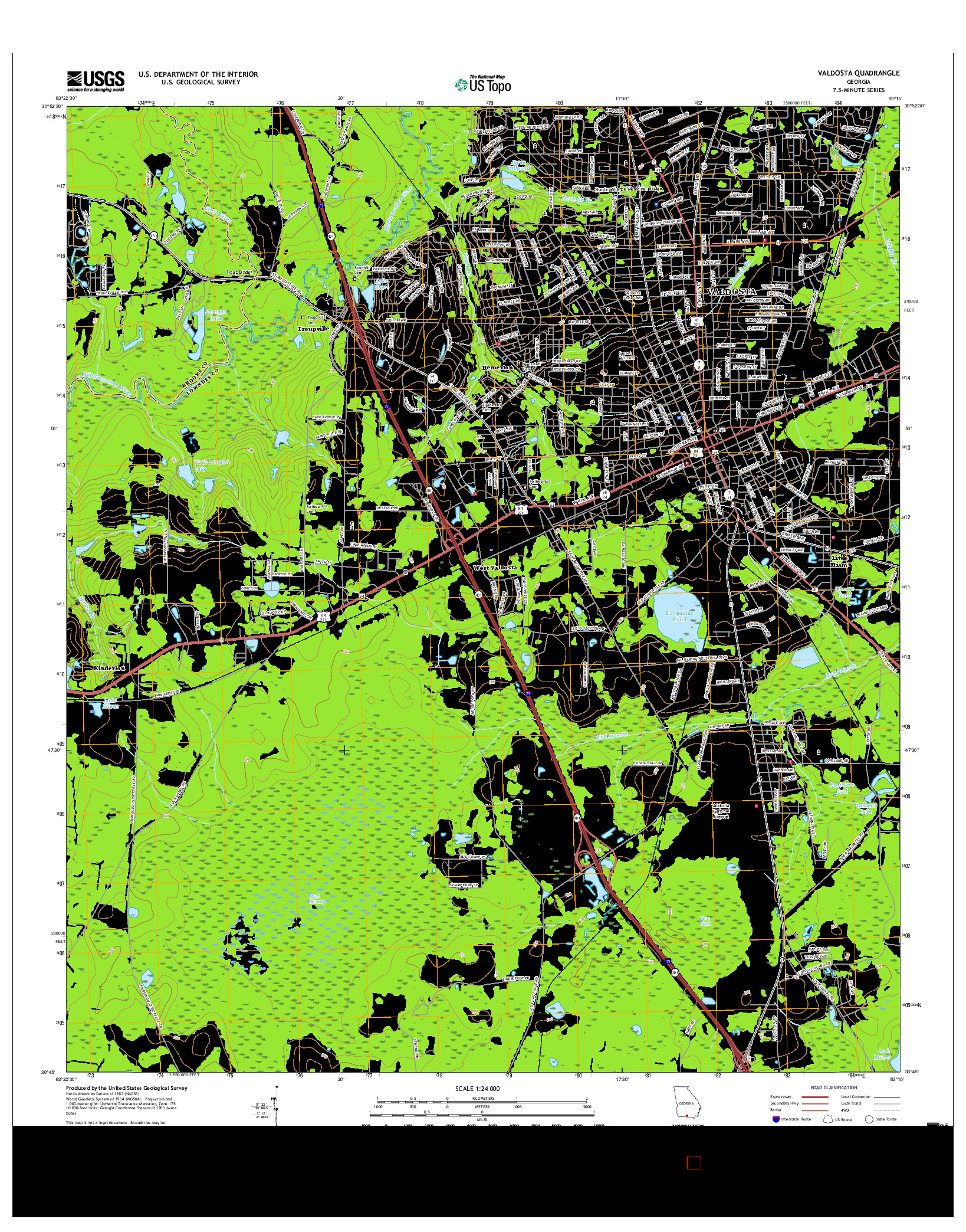 USGS US TOPO 7.5-MINUTE MAP FOR VALDOSTA, GA 2017