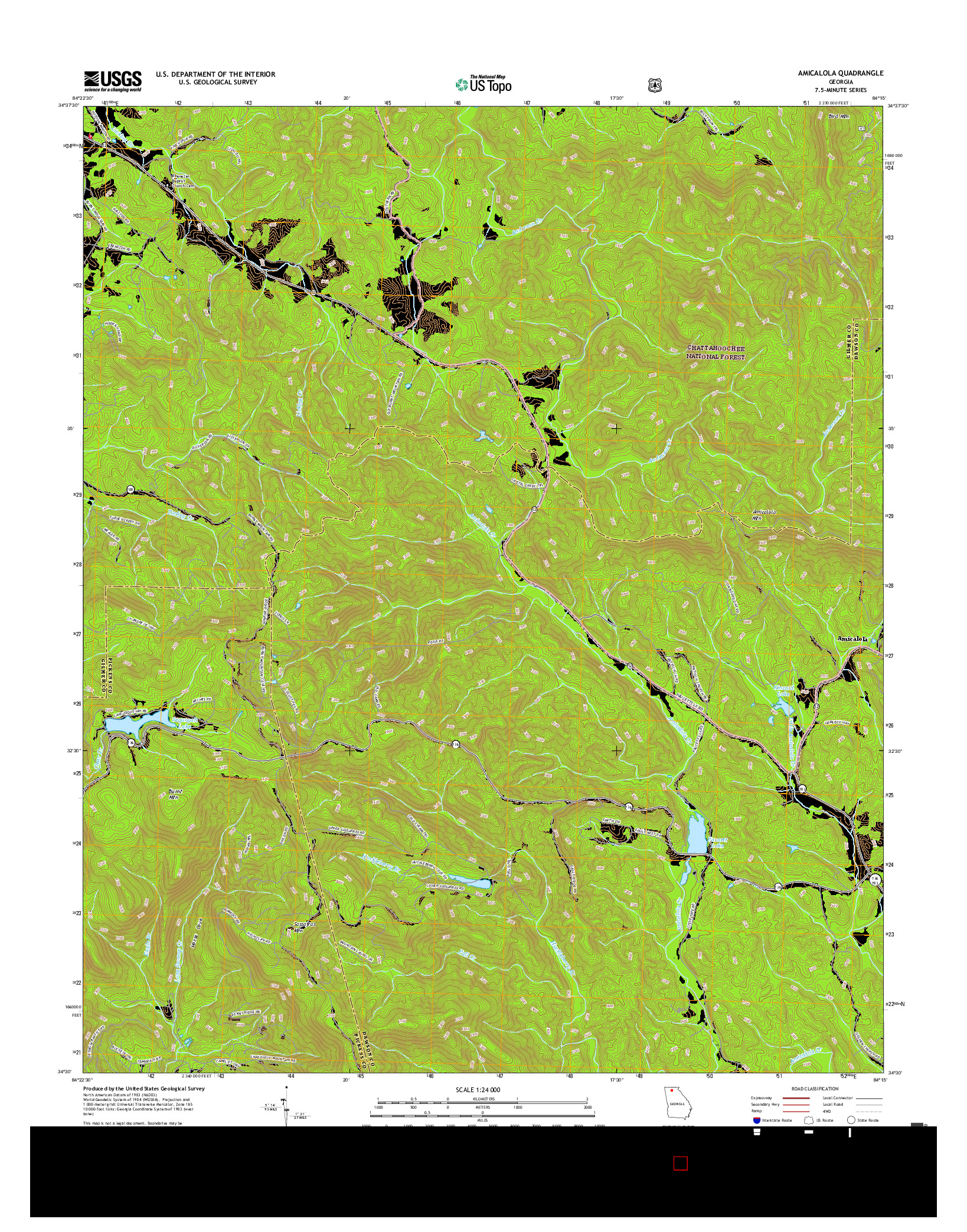 USGS US TOPO 7.5-MINUTE MAP FOR AMICALOLA, GA 2017