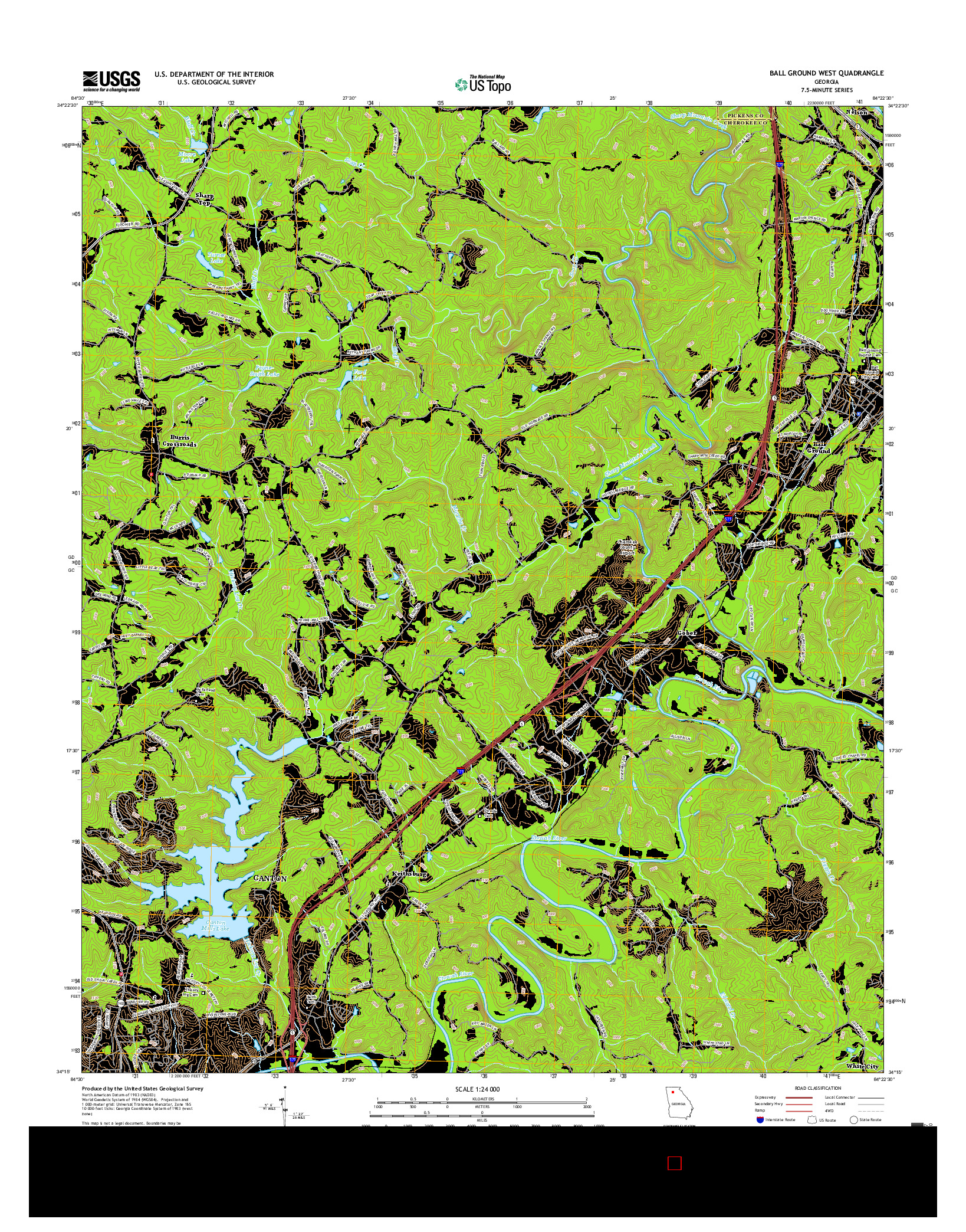 USGS US TOPO 7.5-MINUTE MAP FOR BALL GROUND WEST, GA 2017