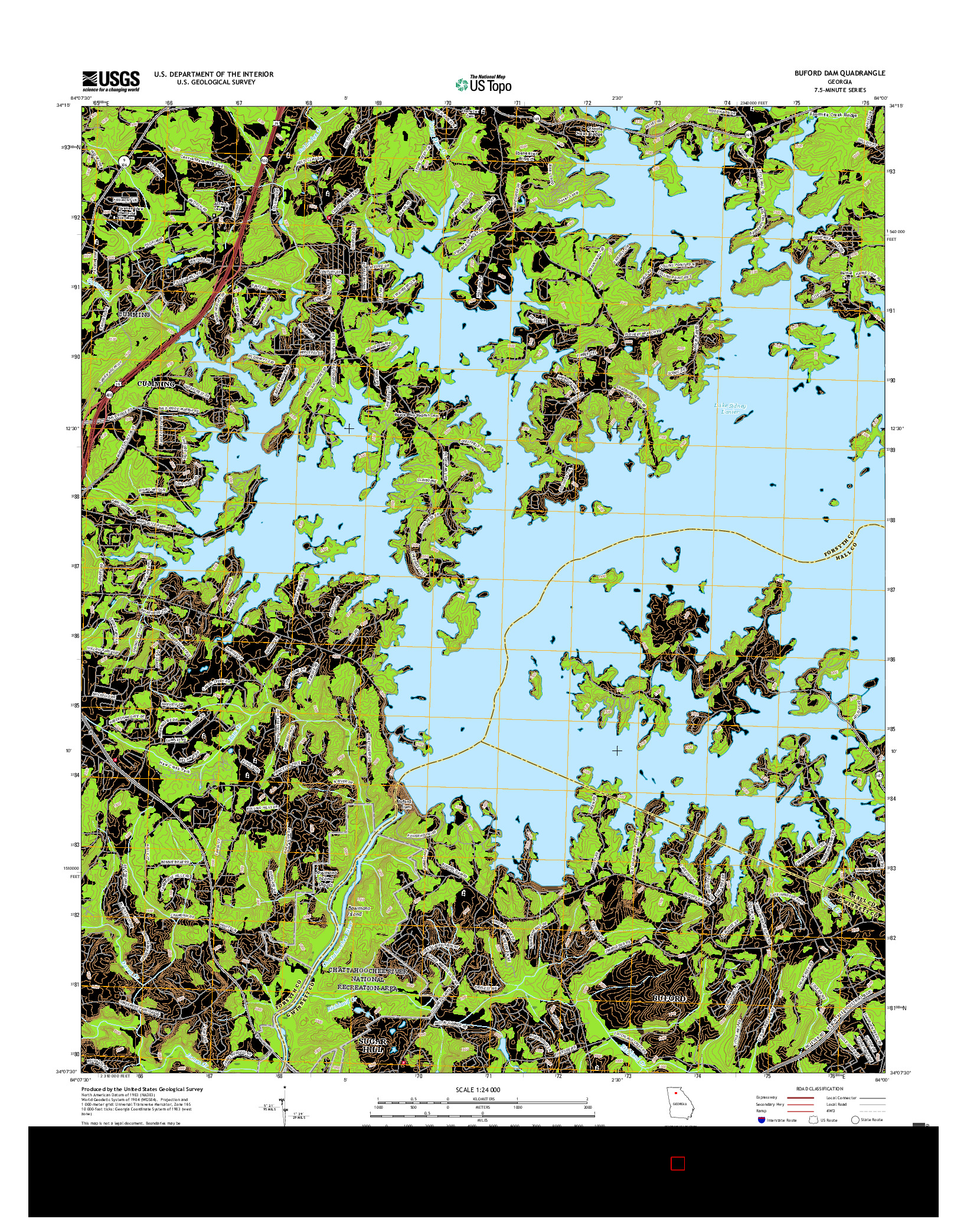 USGS US TOPO 7.5-MINUTE MAP FOR BUFORD DAM, GA 2017