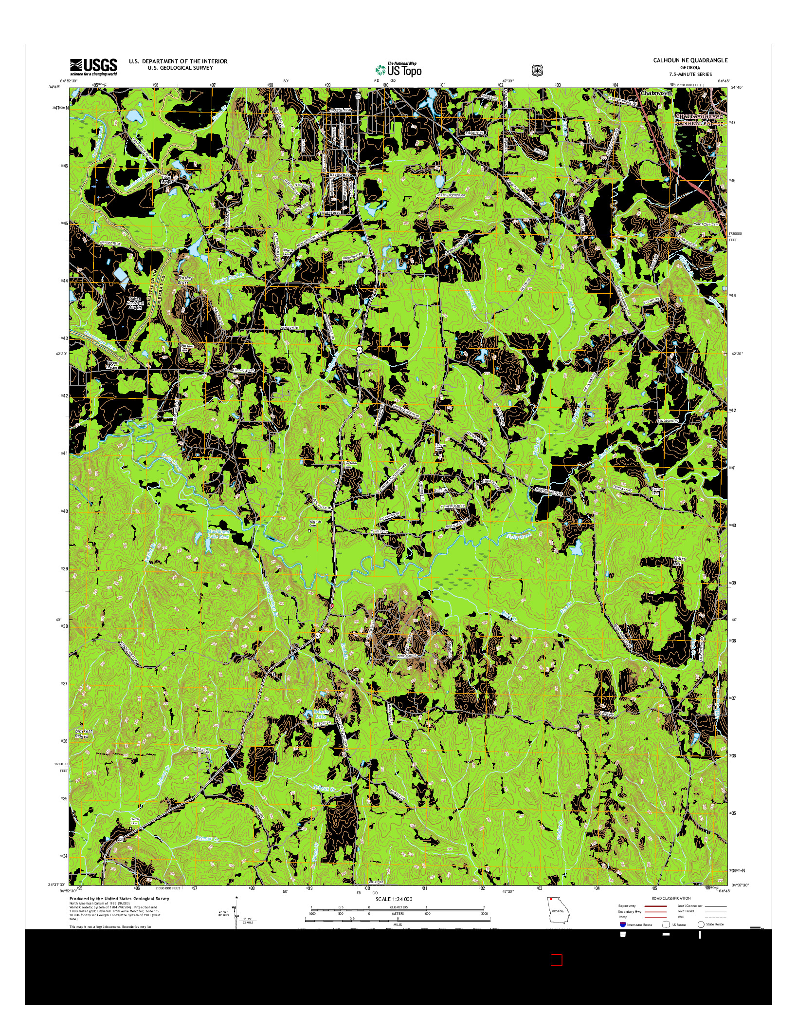 USGS US TOPO 7.5-MINUTE MAP FOR CALHOUN NE, GA 2017