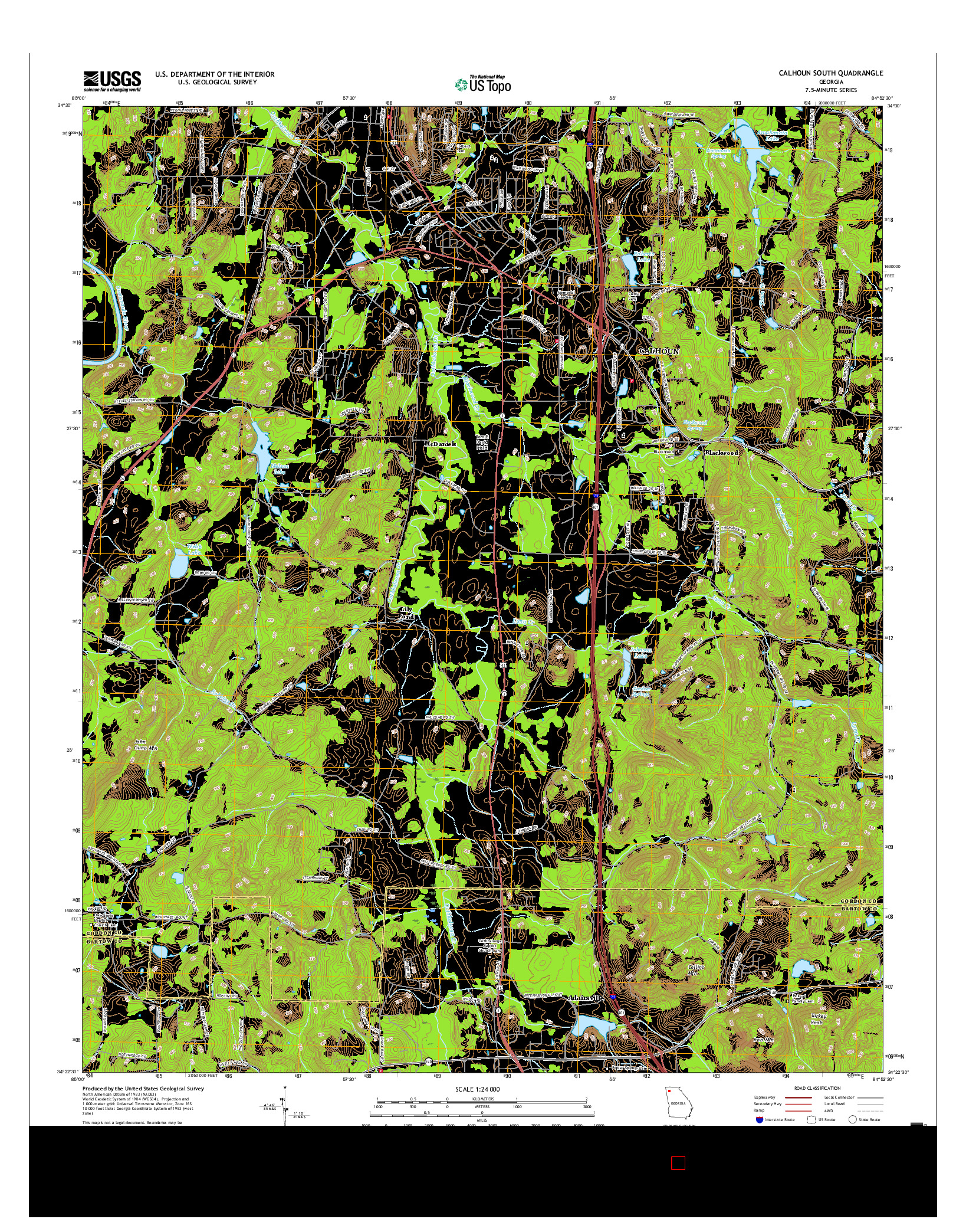 USGS US TOPO 7.5-MINUTE MAP FOR CALHOUN SOUTH, GA 2017