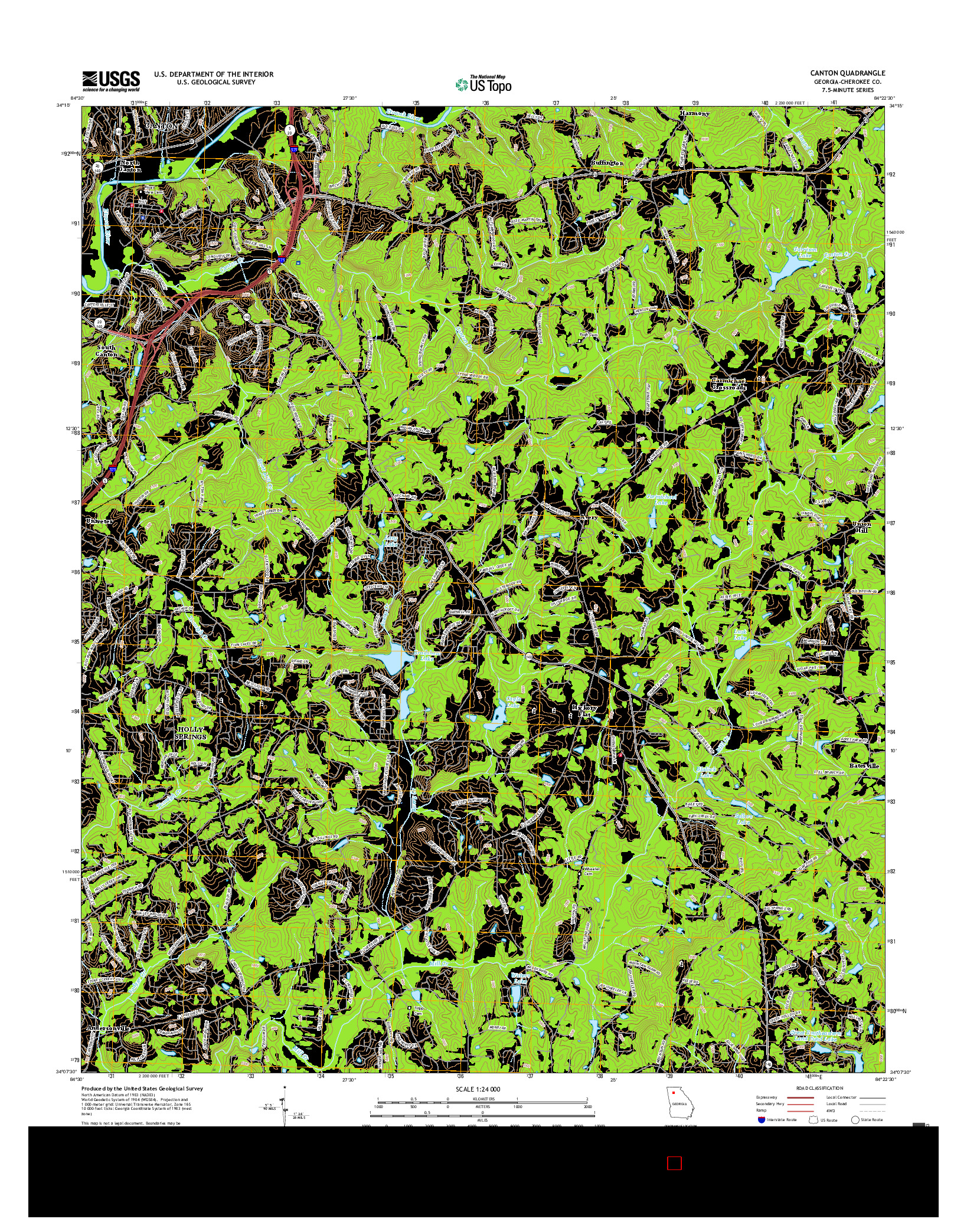 USGS US TOPO 7.5-MINUTE MAP FOR CANTON, GA 2017