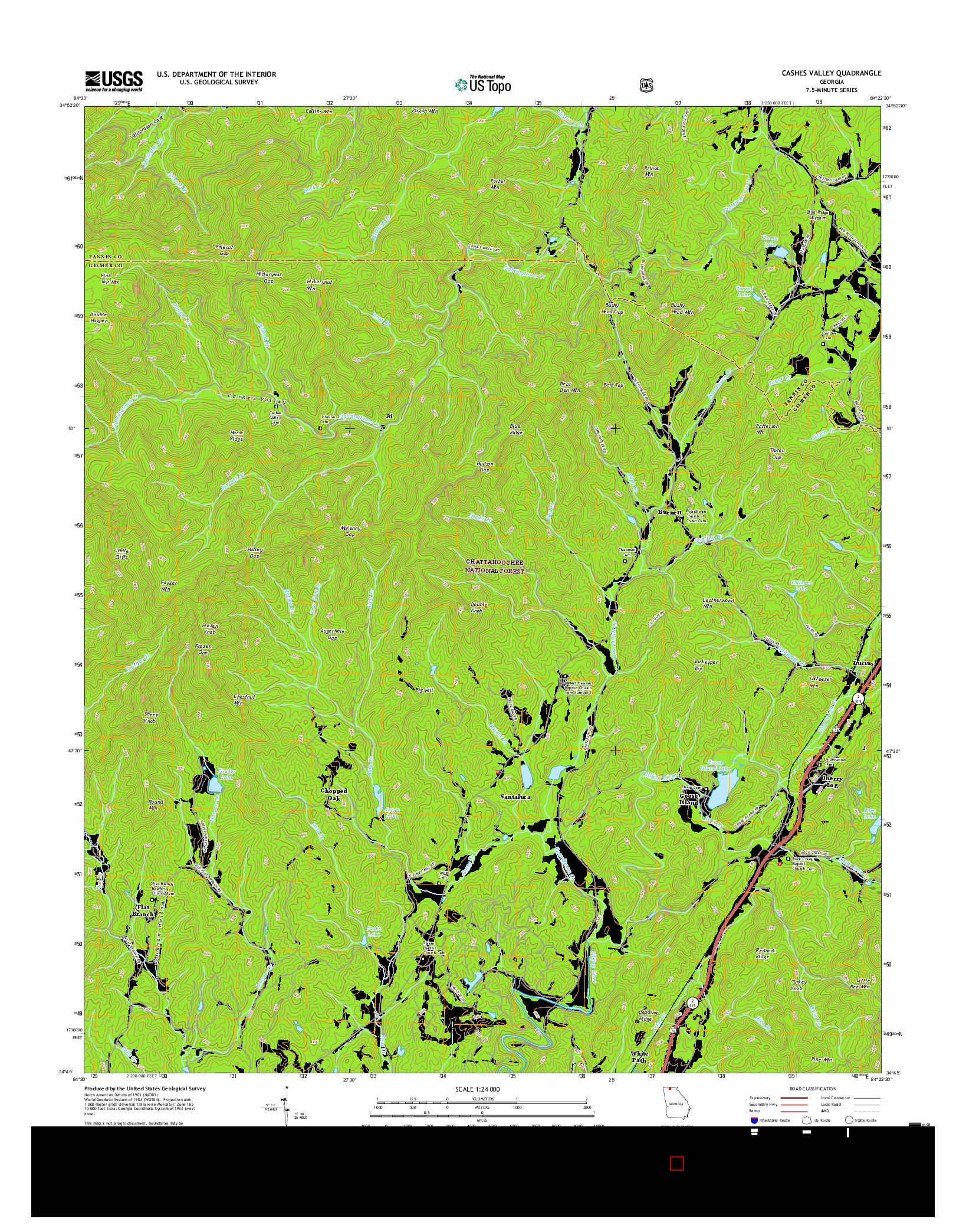 USGS US TOPO 7.5-MINUTE MAP FOR CASHES VALLEY, GA 2017