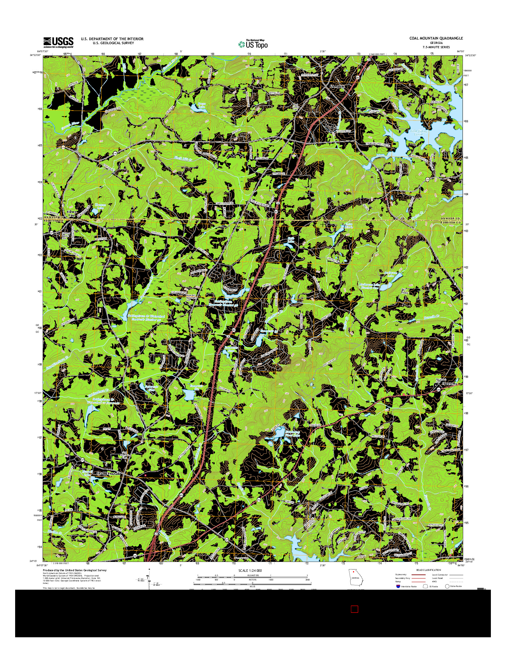 USGS US TOPO 7.5-MINUTE MAP FOR COAL MOUNTAIN, GA 2017