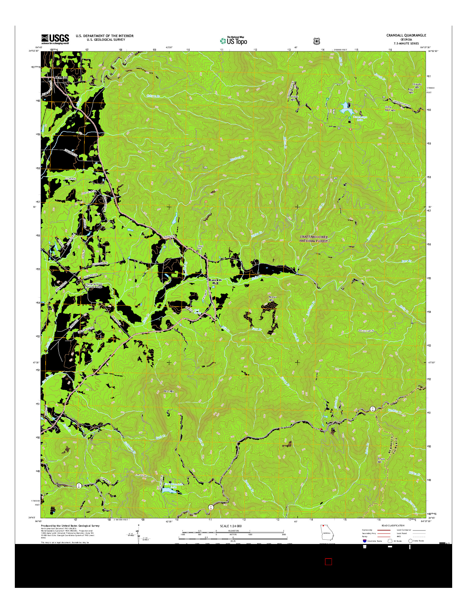 USGS US TOPO 7.5-MINUTE MAP FOR CRANDALL, GA 2017
