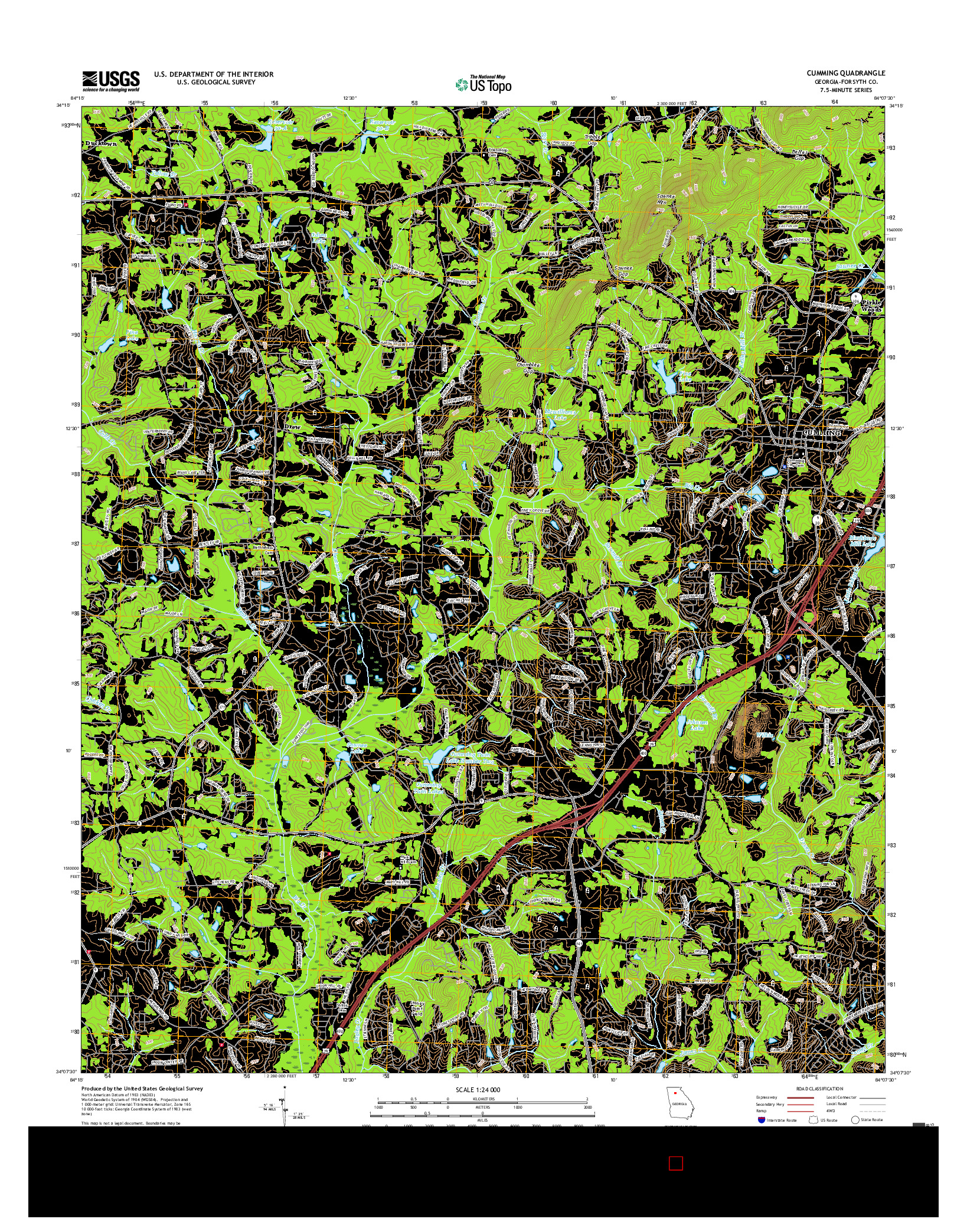 USGS US TOPO 7.5-MINUTE MAP FOR CUMMING, GA 2017