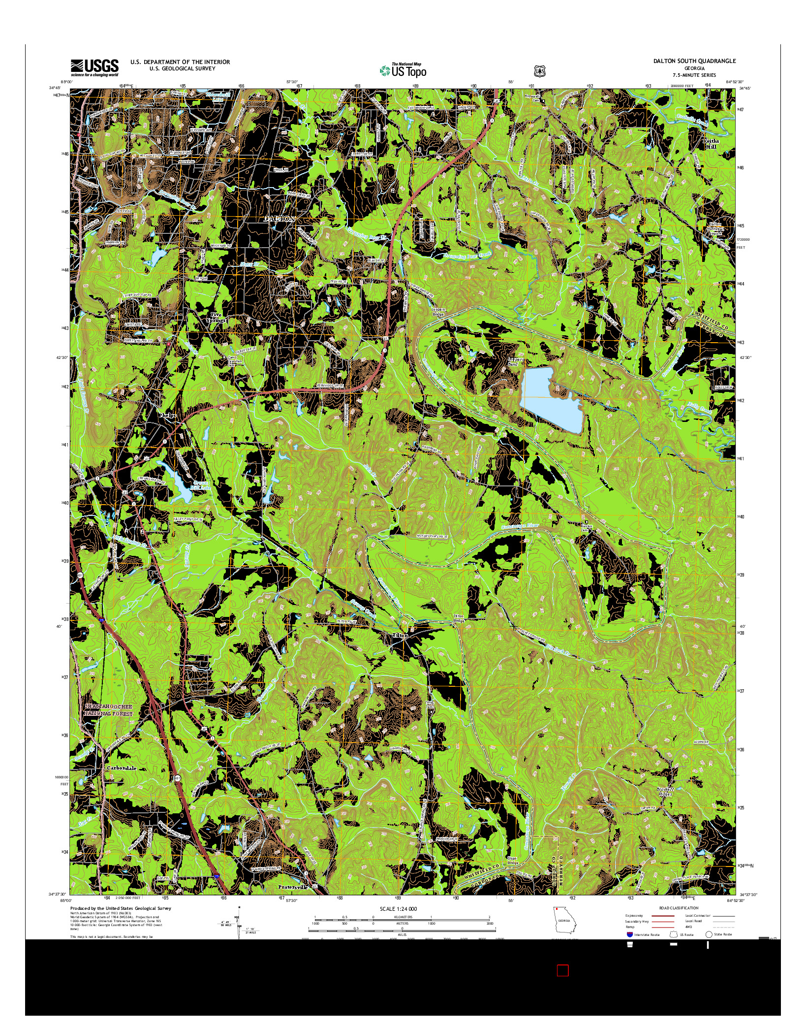 USGS US TOPO 7.5-MINUTE MAP FOR DALTON SOUTH, GA 2017