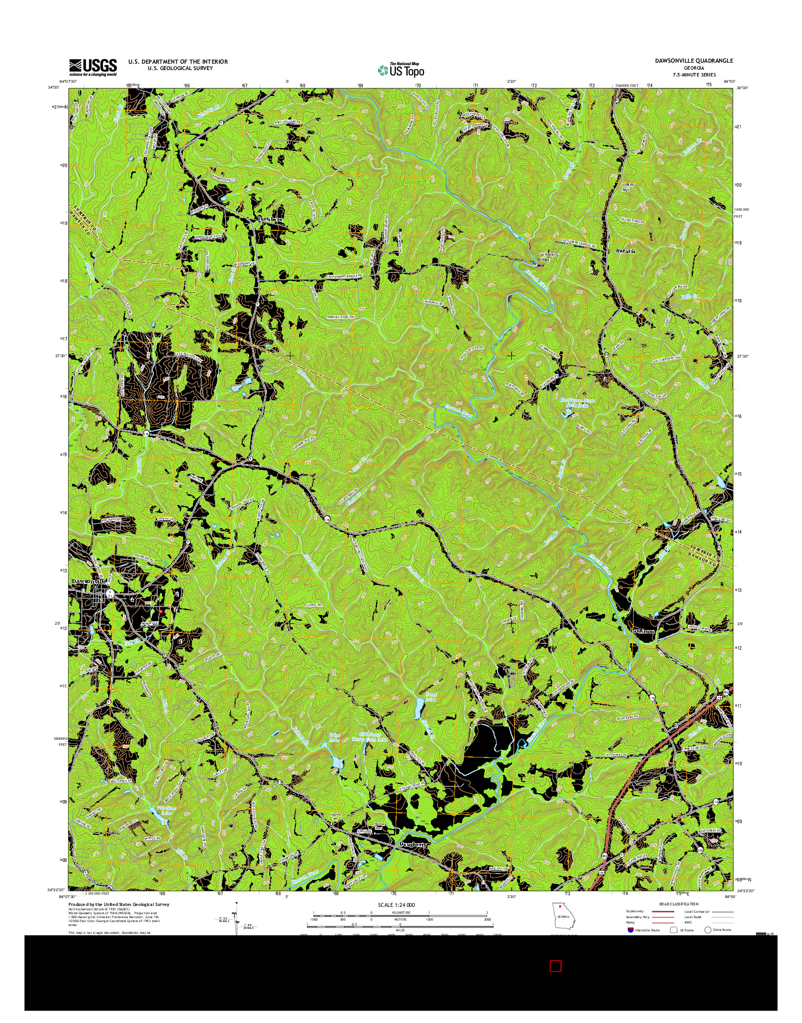 USGS US TOPO 7.5-MINUTE MAP FOR DAWSONVILLE, GA 2017