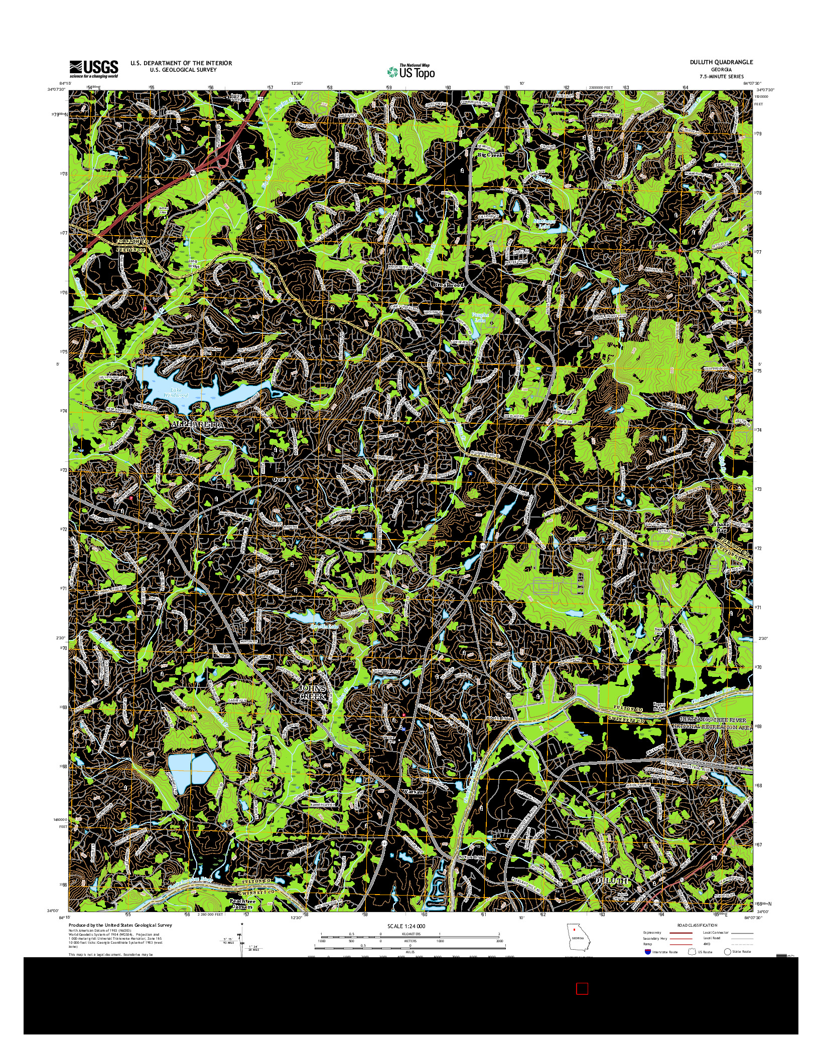 USGS US TOPO 7.5-MINUTE MAP FOR DULUTH, GA 2017