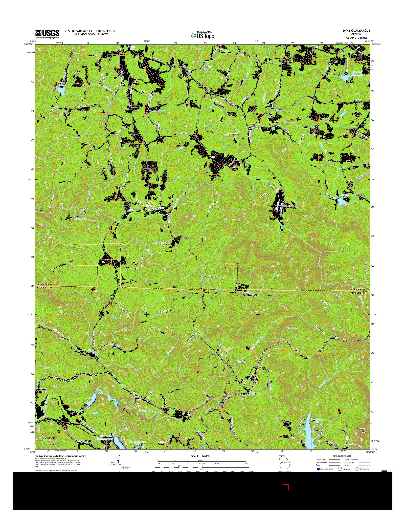 USGS US TOPO 7.5-MINUTE MAP FOR DYKE, GA 2017