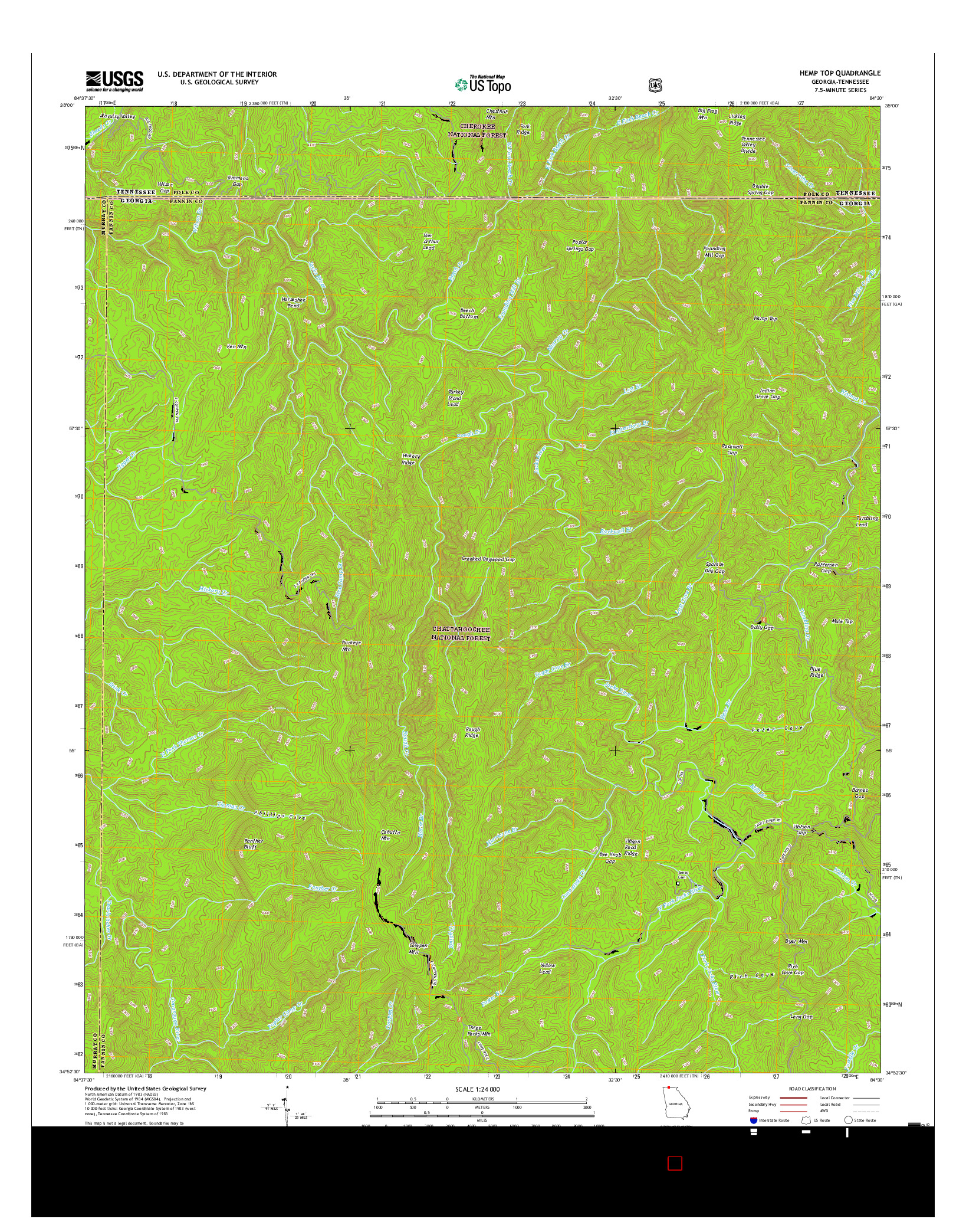 USGS US TOPO 7.5-MINUTE MAP FOR HEMP TOP, GA-TN 2017