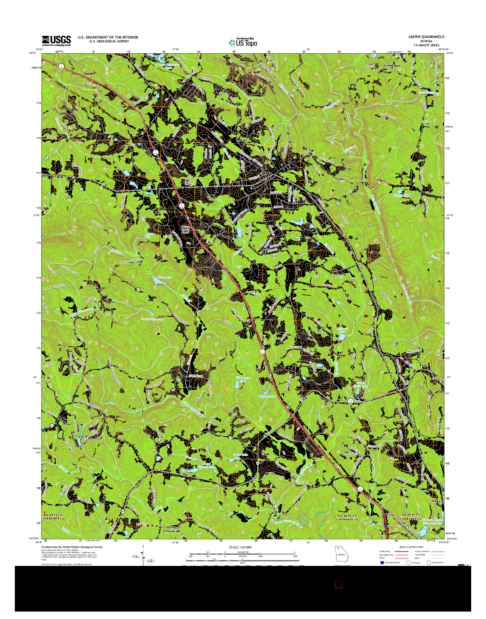 USGS US TOPO 7.5-MINUTE MAP FOR JASPER, GA 2017