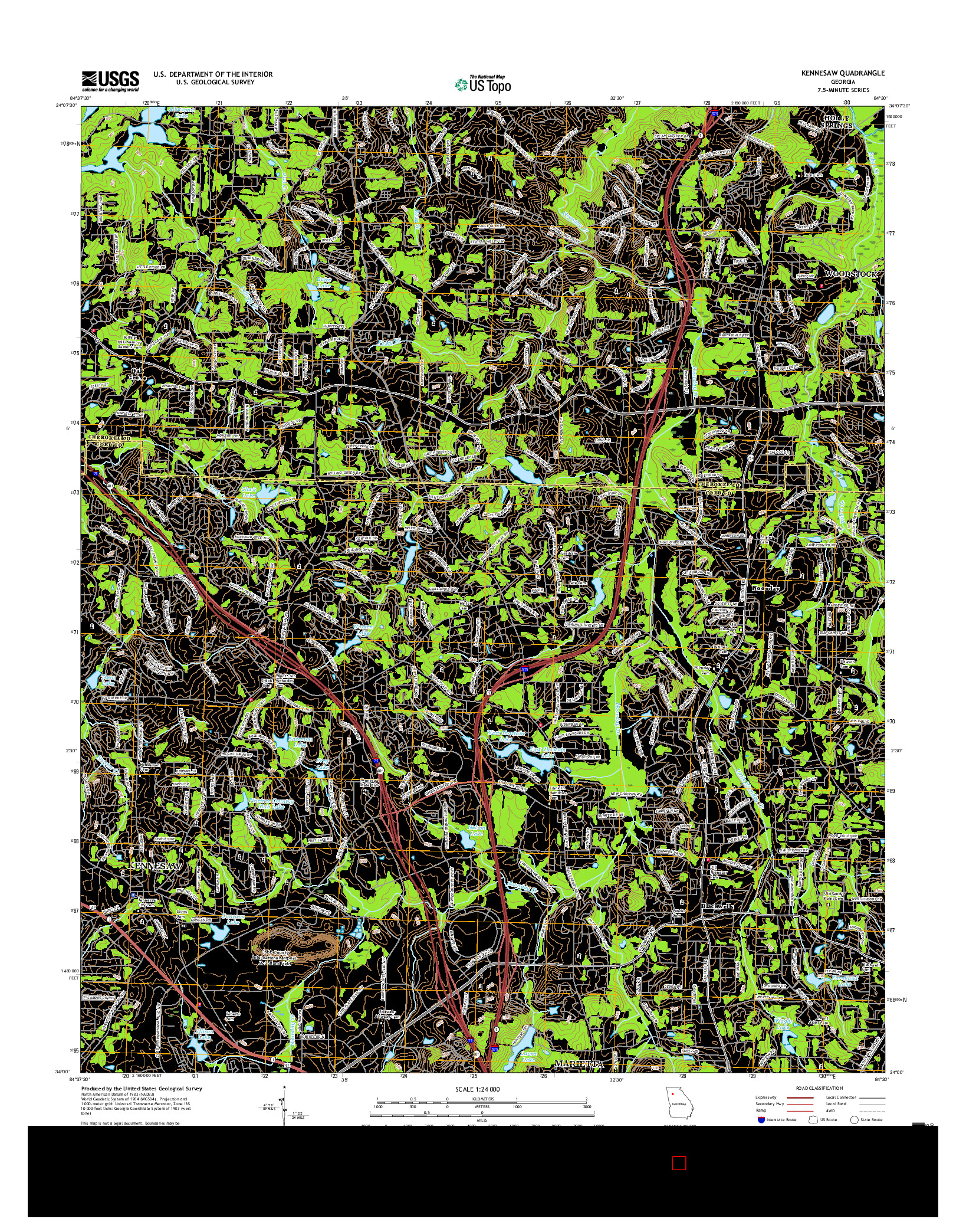 USGS US TOPO 7.5-MINUTE MAP FOR KENNESAW, GA 2017