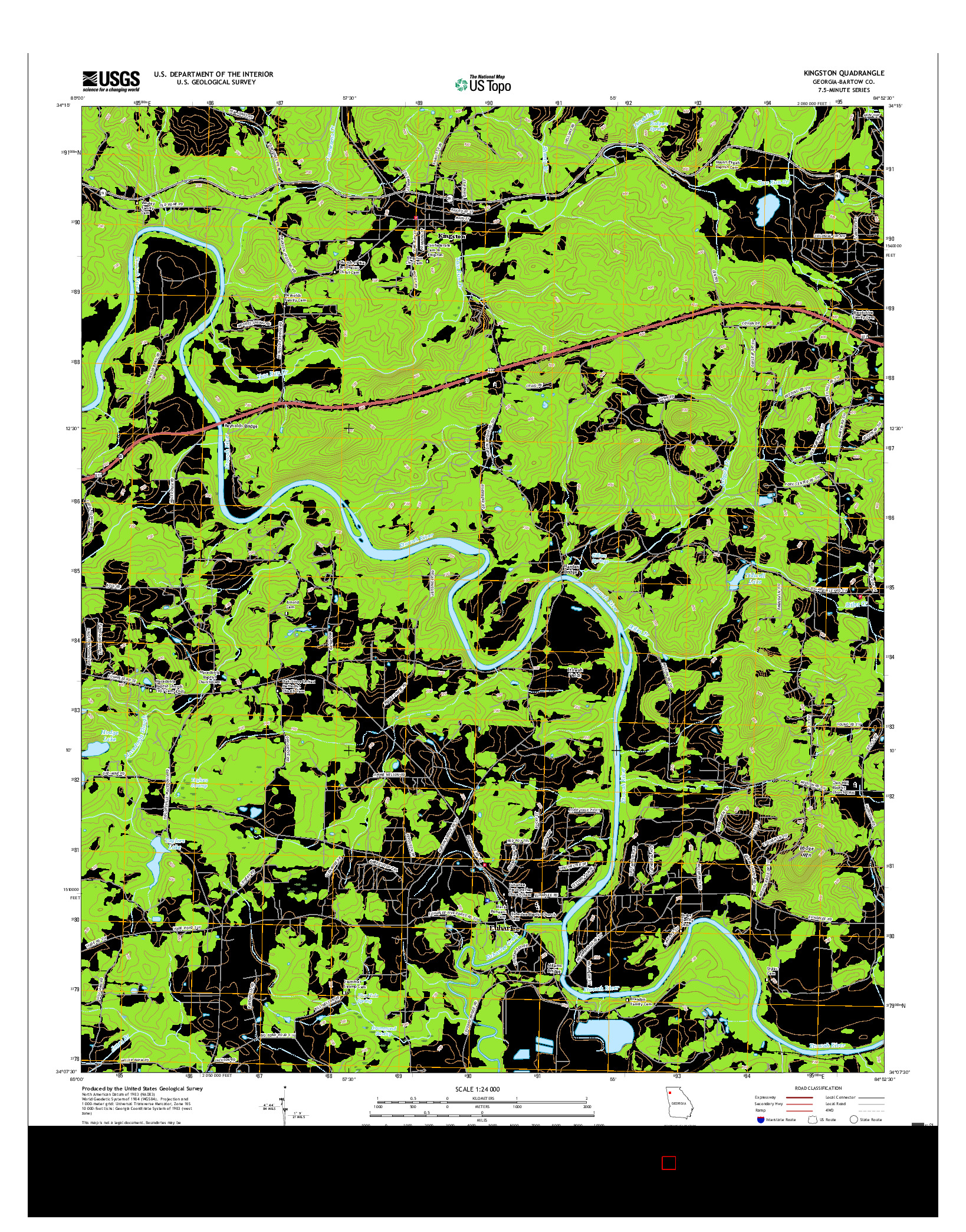 USGS US TOPO 7.5-MINUTE MAP FOR KINGSTON, GA 2017