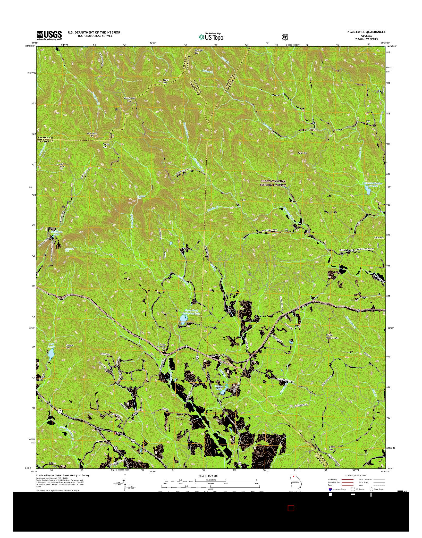 USGS US TOPO 7.5-MINUTE MAP FOR NIMBLEWILL, GA 2017