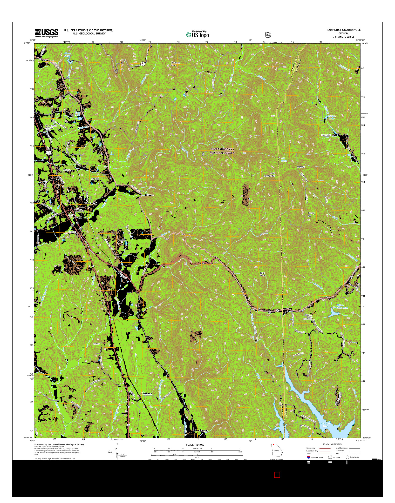 USGS US TOPO 7.5-MINUTE MAP FOR RAMHURST, GA 2017